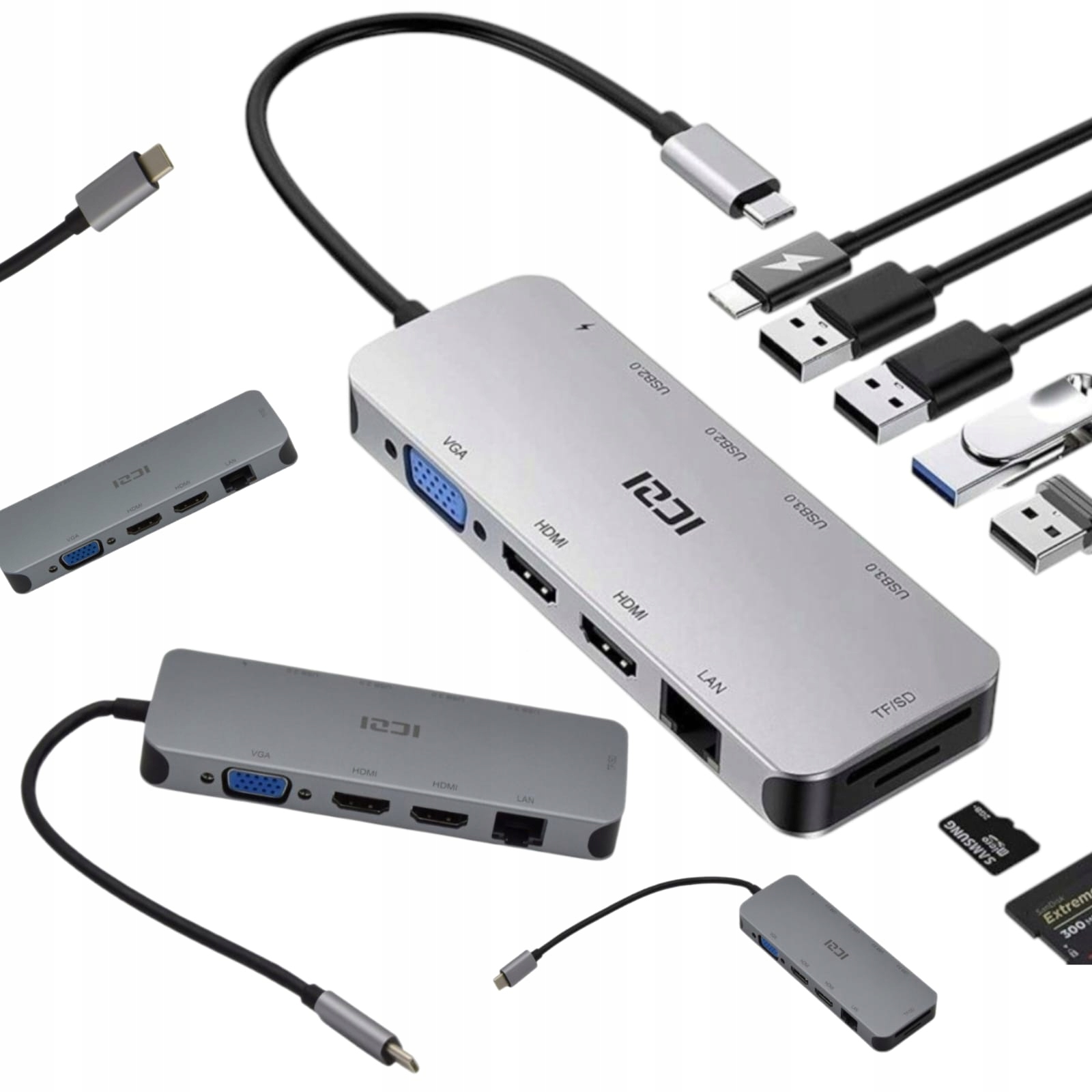 Dokovací Stanice Dvojitý Monitor Pro Notebook Hiro Hub Usb-c 2x Hdmi Pd
