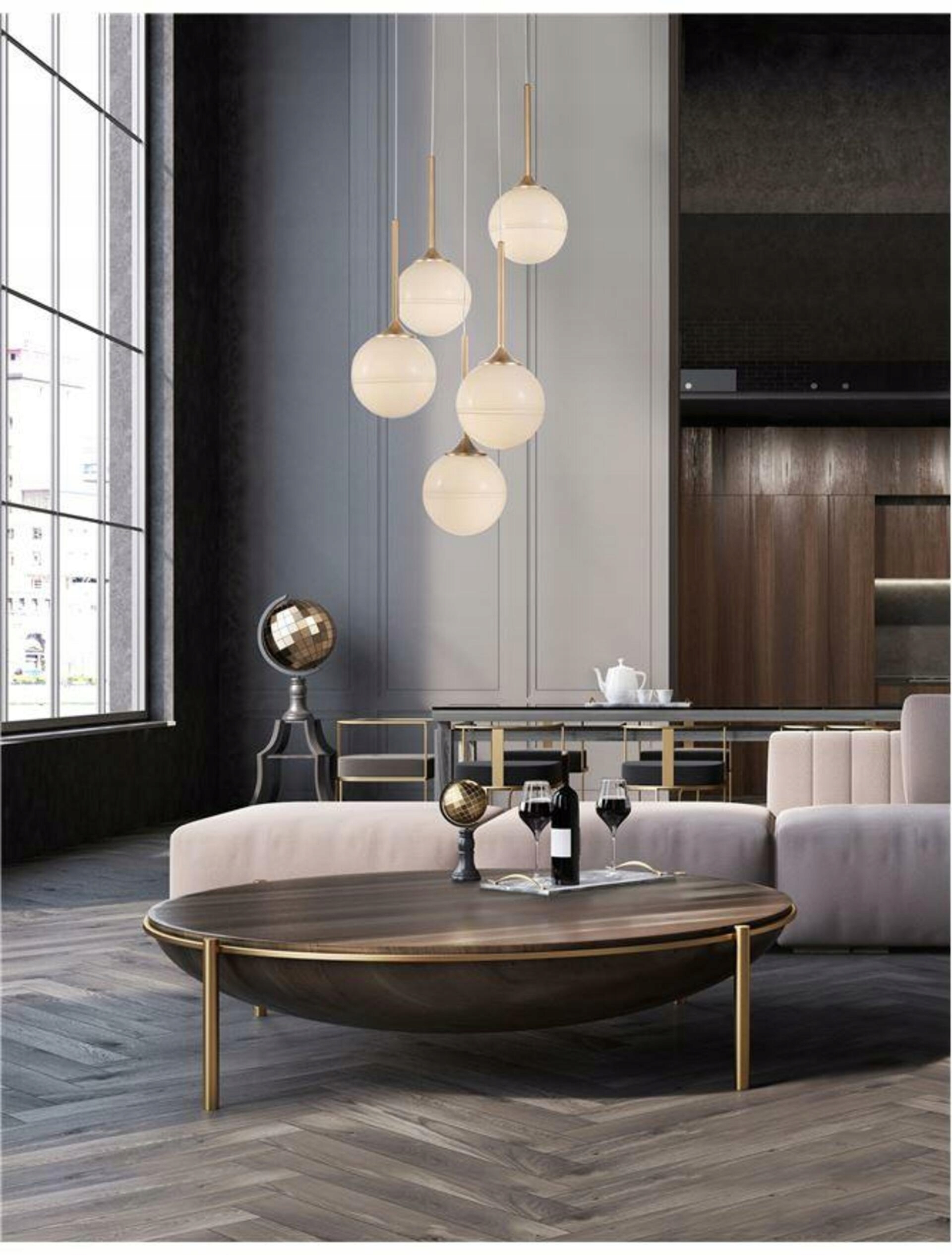 Nova Luce závěsné svítidlo Cantona bílé opálové sklo mosaz zlatá G9 5x5W 23