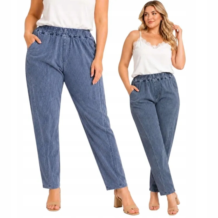 Džínové kalhoty elastické na gumičce Viskóza Kapsy 50 52 5XL 6XL