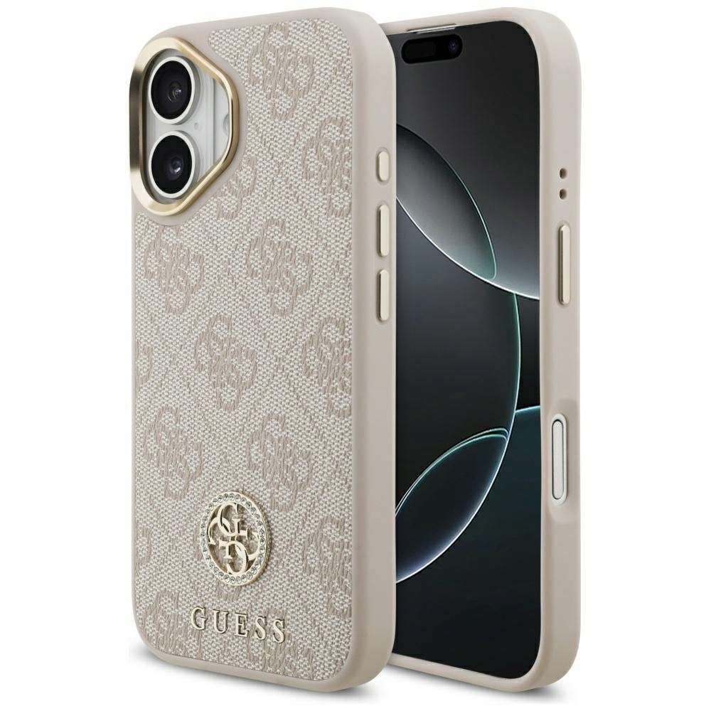 Pouzdro Guess 4G Strass Logo MagSafe pro iPhone 17, růžové