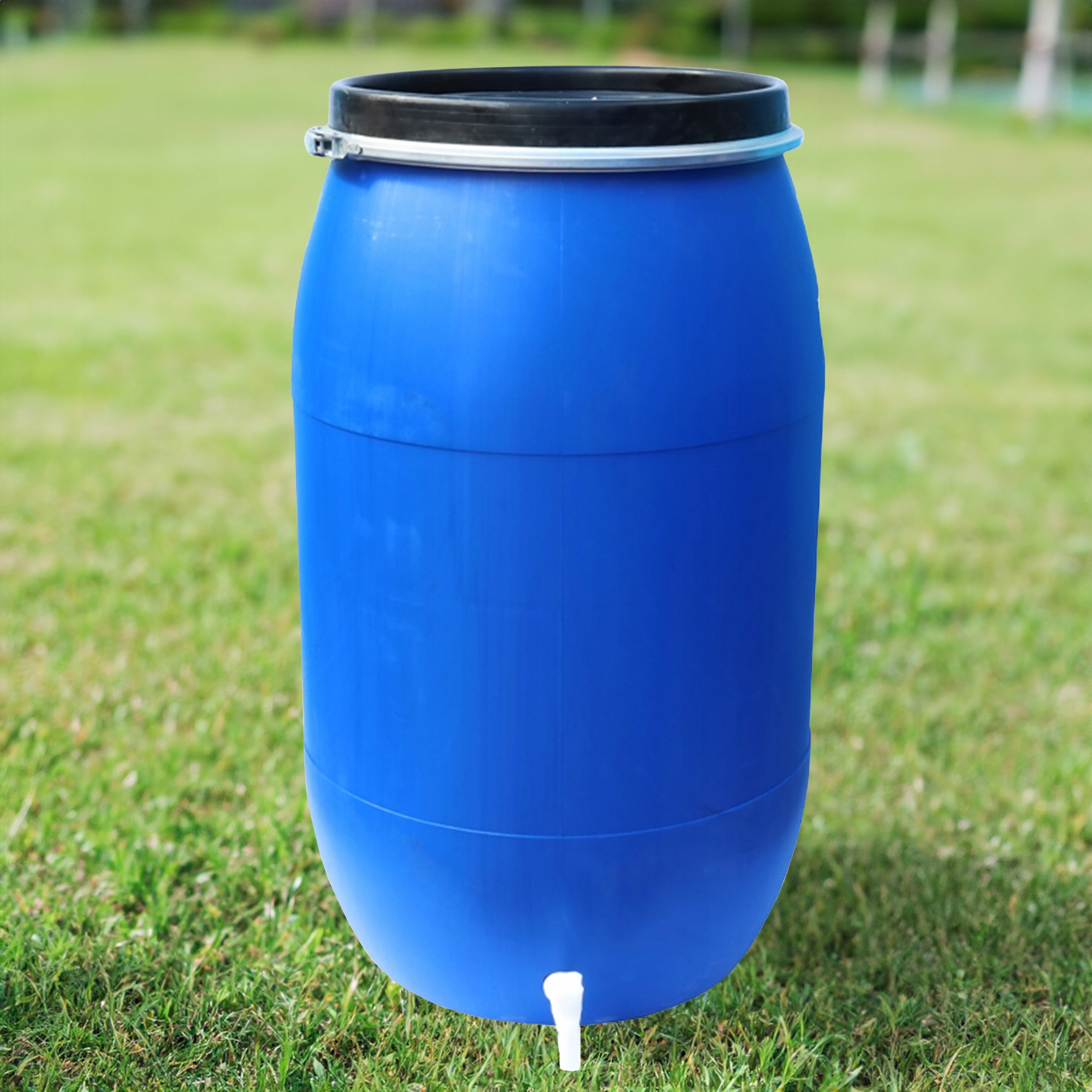 BECZKA PLASTIKOWA 220L OBEJMA ATEST DO KISZENIA KAPUSTY NA WODĘ Z KRANEM