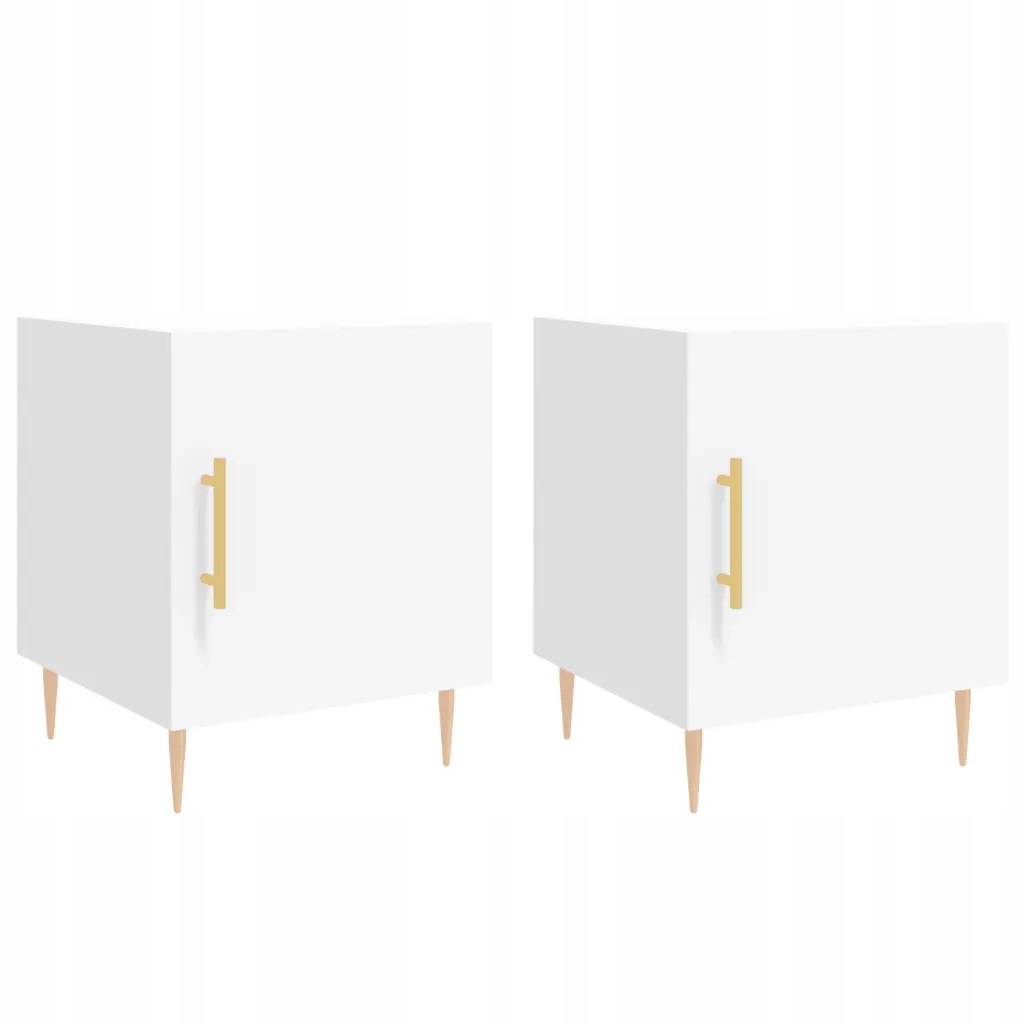 Noční stolek s přepážkou, bílý, 40x40x50 cm, dřevěný, kovová noha