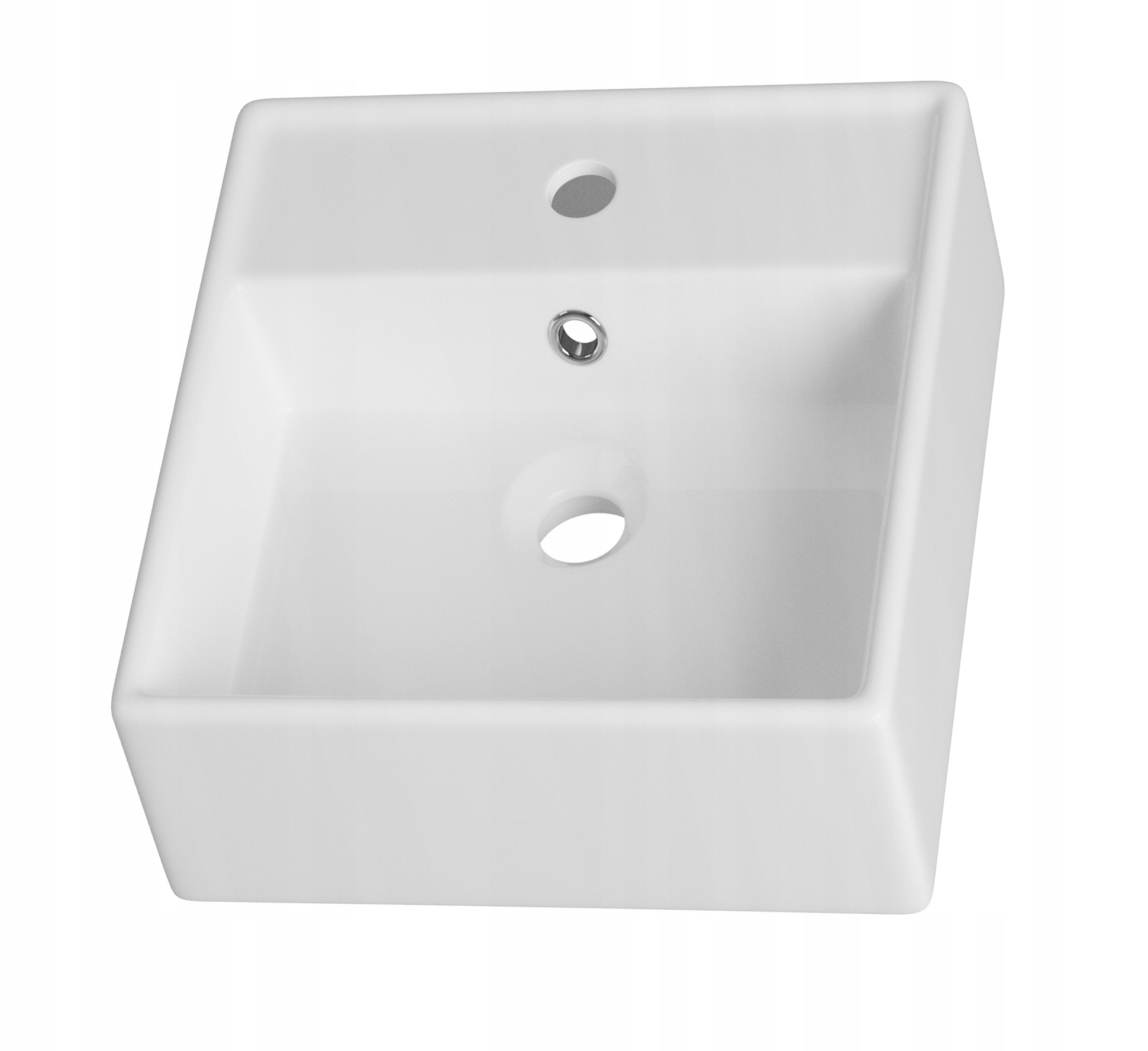 Keramické Umyvadlo Na Desku, Čtvercové, Koupelnové, Bílé, S Přepadem