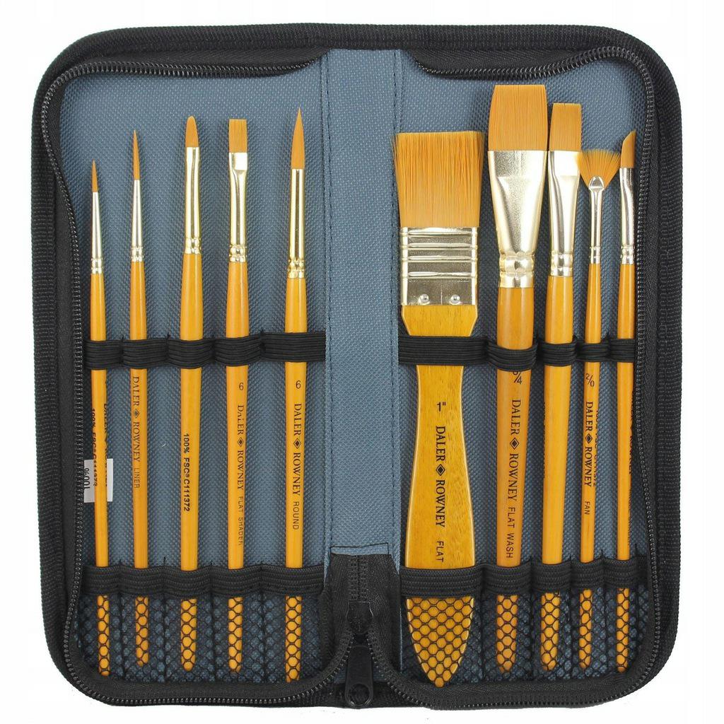 Sada štětců v pouzdro Simply syntetické 10 ks Daler Rowney