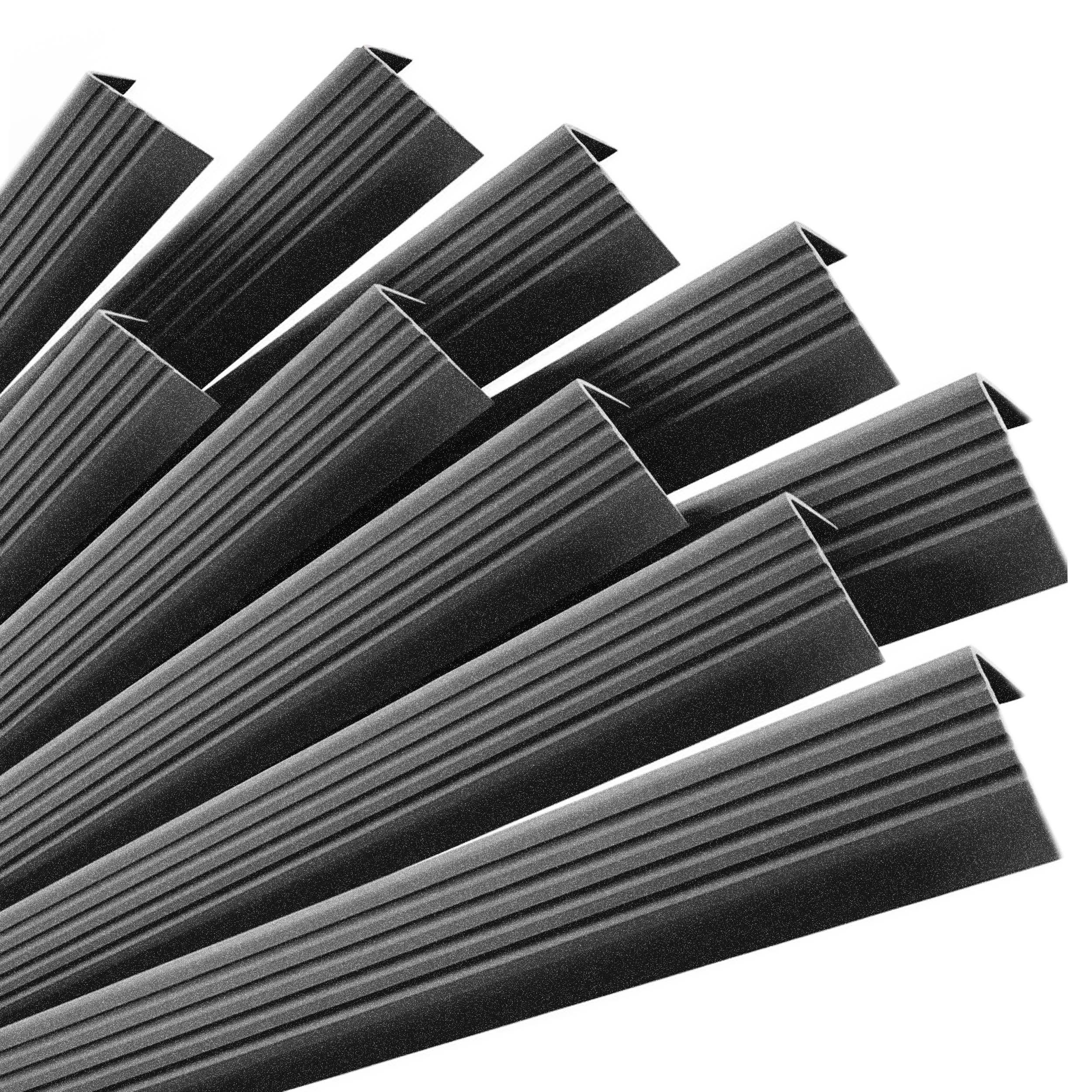5 x protiskluzové schodišťové profily s lepidlem, černá-stříbrná, 50 x 42 mm