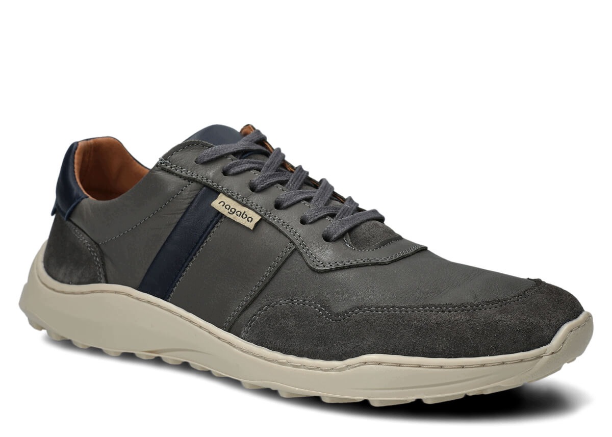 Široké pánské kožené polobotky šedé Nagaba 1238 casual, polské 45