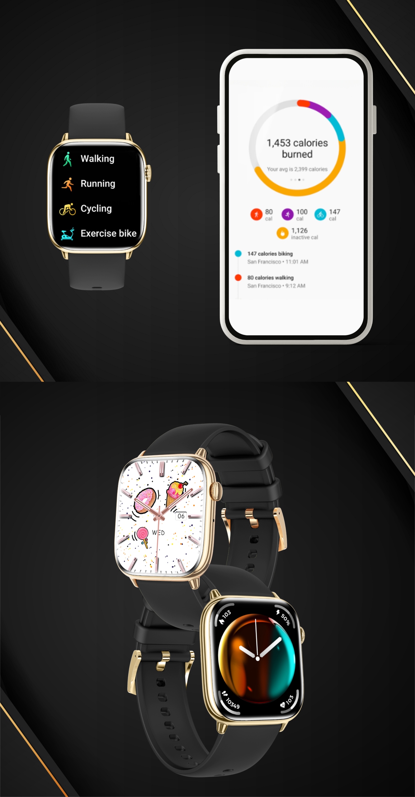 SMARTWATCH ZEGAREK DAMSKI Z FUNKCJA ROZMOWY SPORT ZDROWIE ZLOTY DAMSKIE Wodoszczelność tak