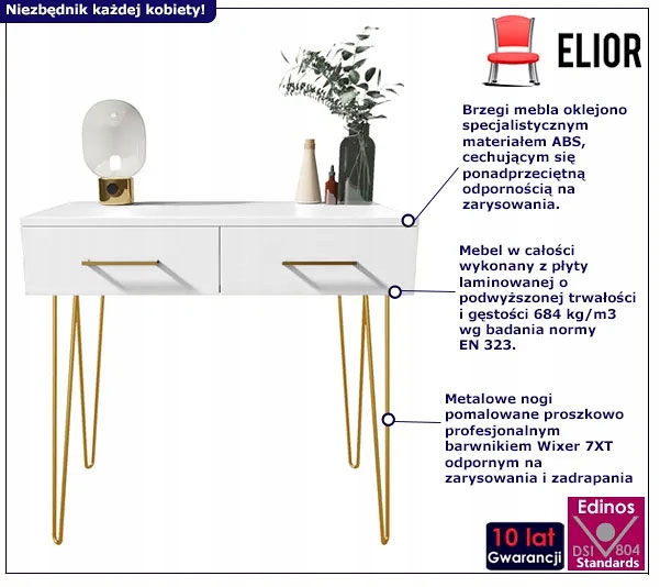 TOALETKA DO SYPIALNI NOWOCZESNA == DWIE SZUFLADY Marka Elior