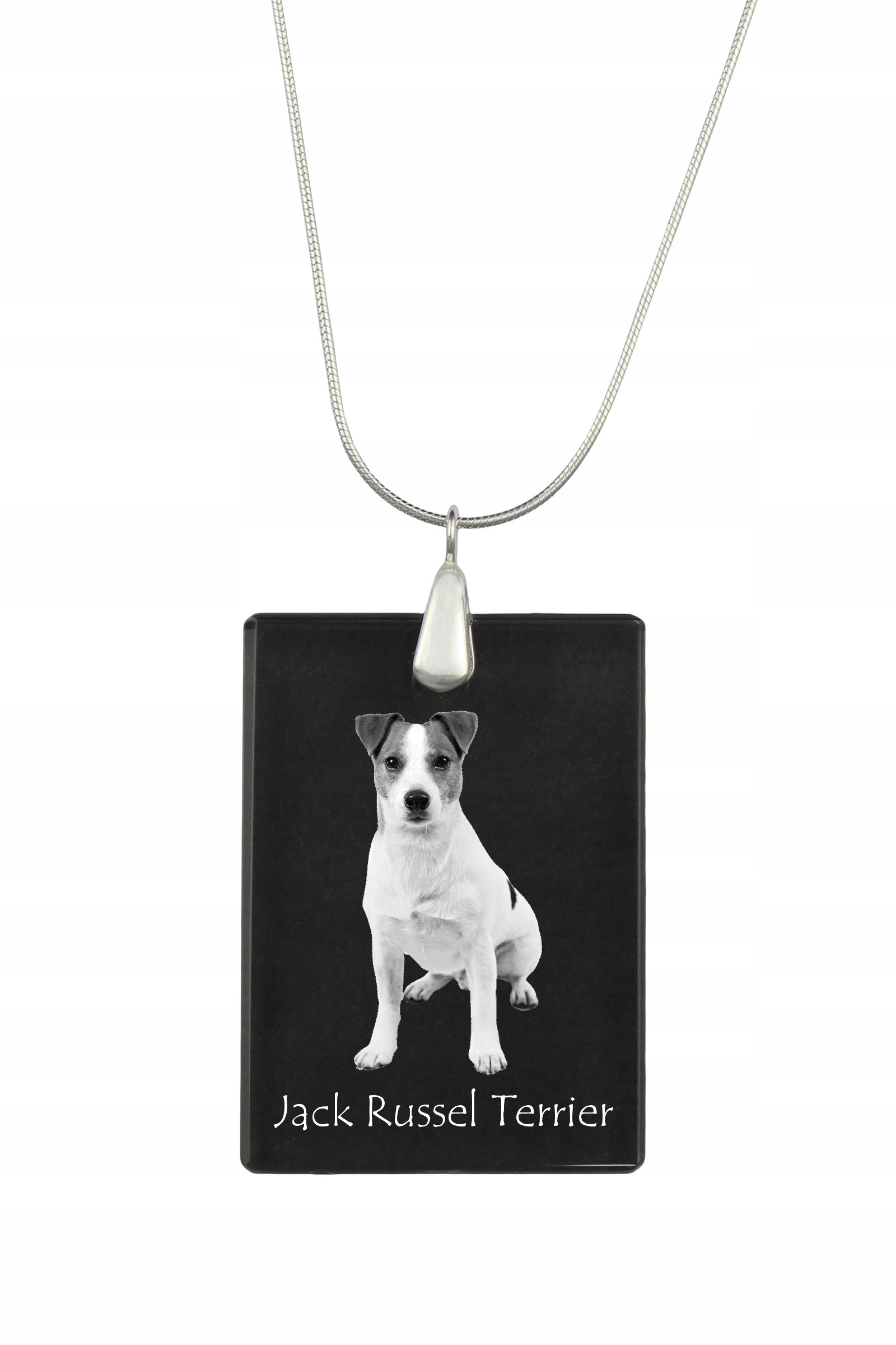 Jack Russell Terrier stříbrný náhrdelník s křišťálovým přívěskem se psem