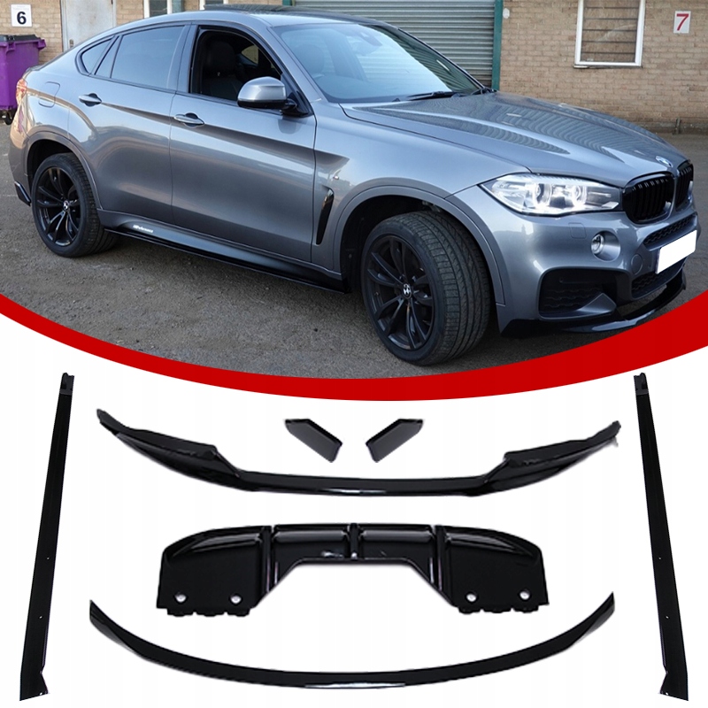 Bmw X6 F16 Komplet Nástavců Spliter Difuzér Zadní Performance Černý Lesk