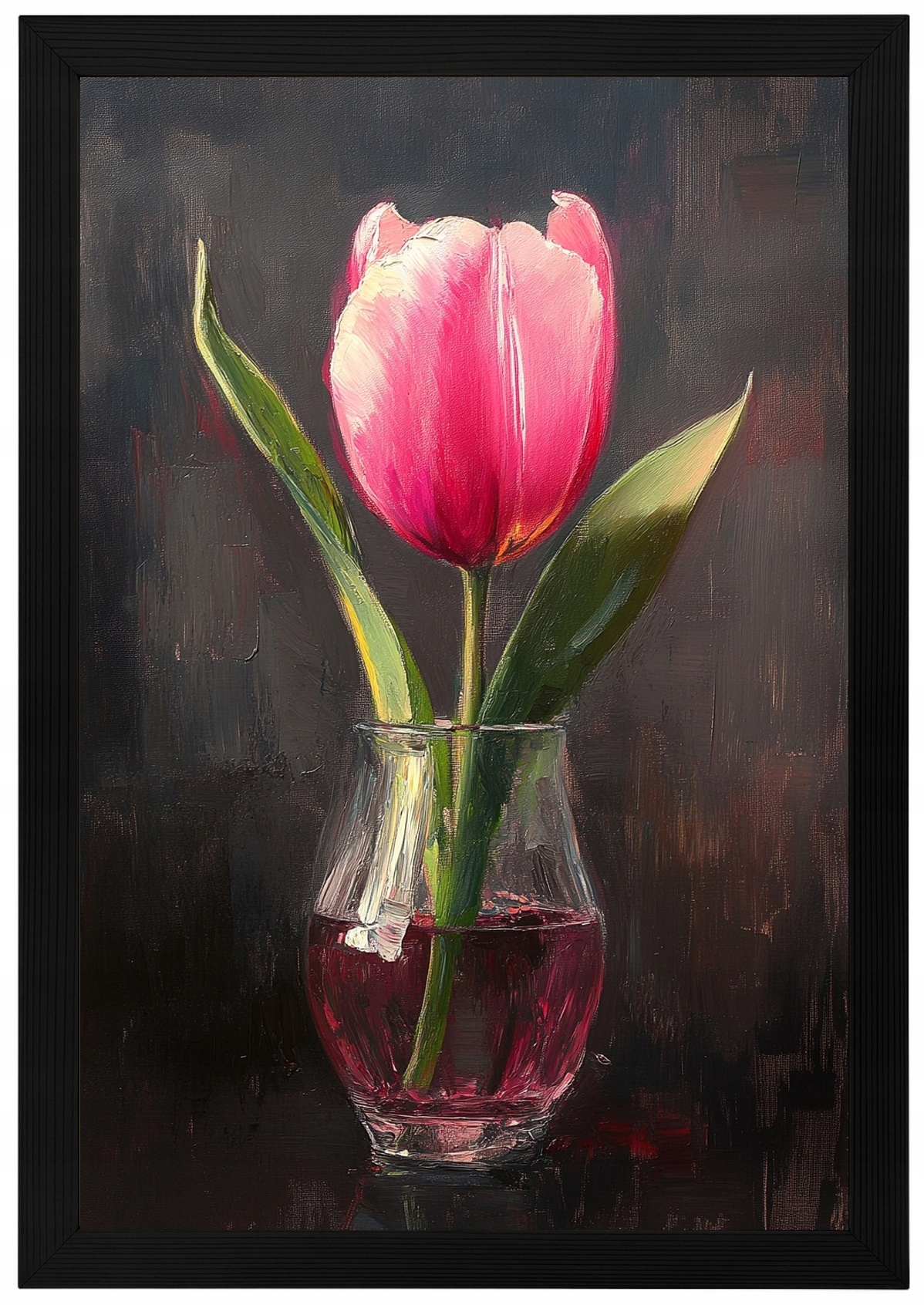 Rám Plakát Rámeček , Olejová Dekorace, Příroda, Květina, Růžový Tulipán , 40x60