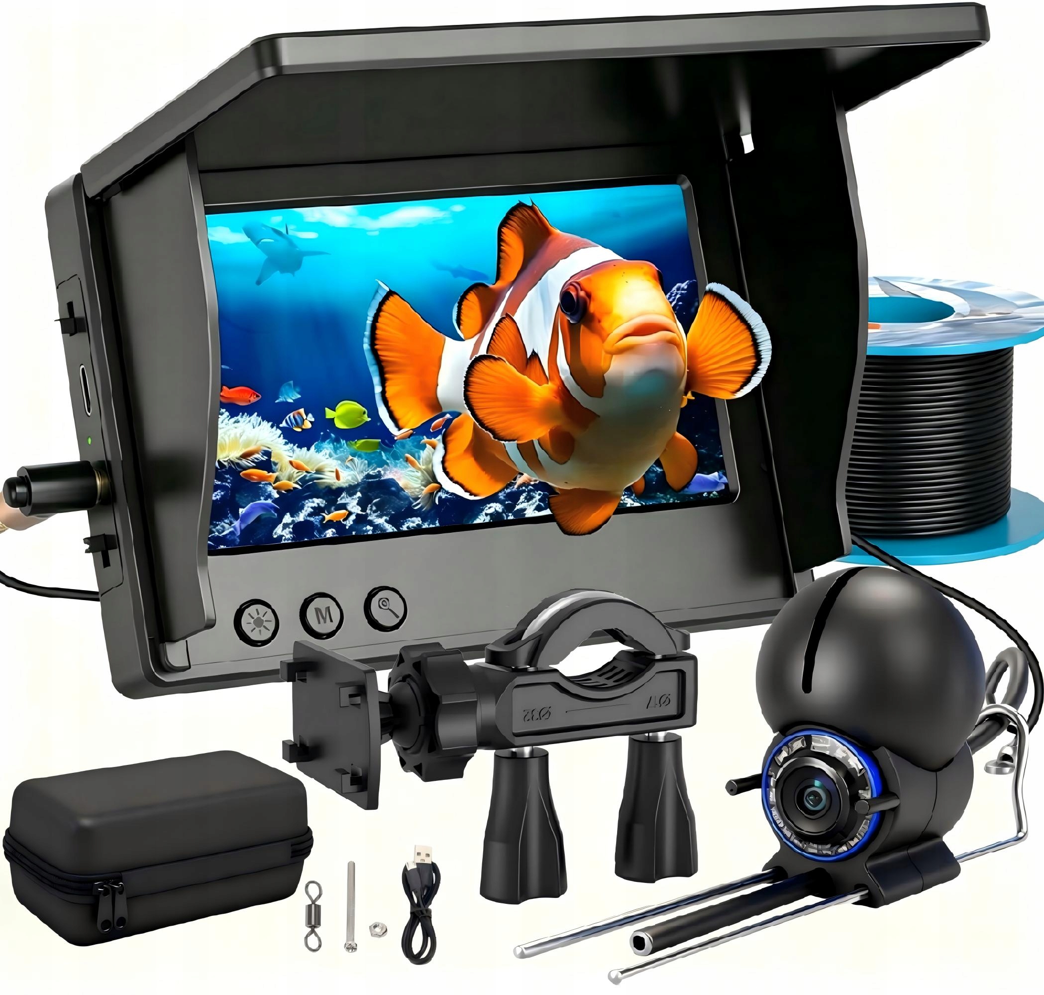 Kamera Wędkarska Podwodna 4.3" LCD Led Echosonda Hd 15m Do Łowienia Ryb