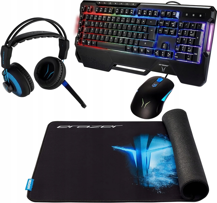 Zestaw gamingowy 4w1 klawiatura mysz słuchawki z mikrofonem podkładka