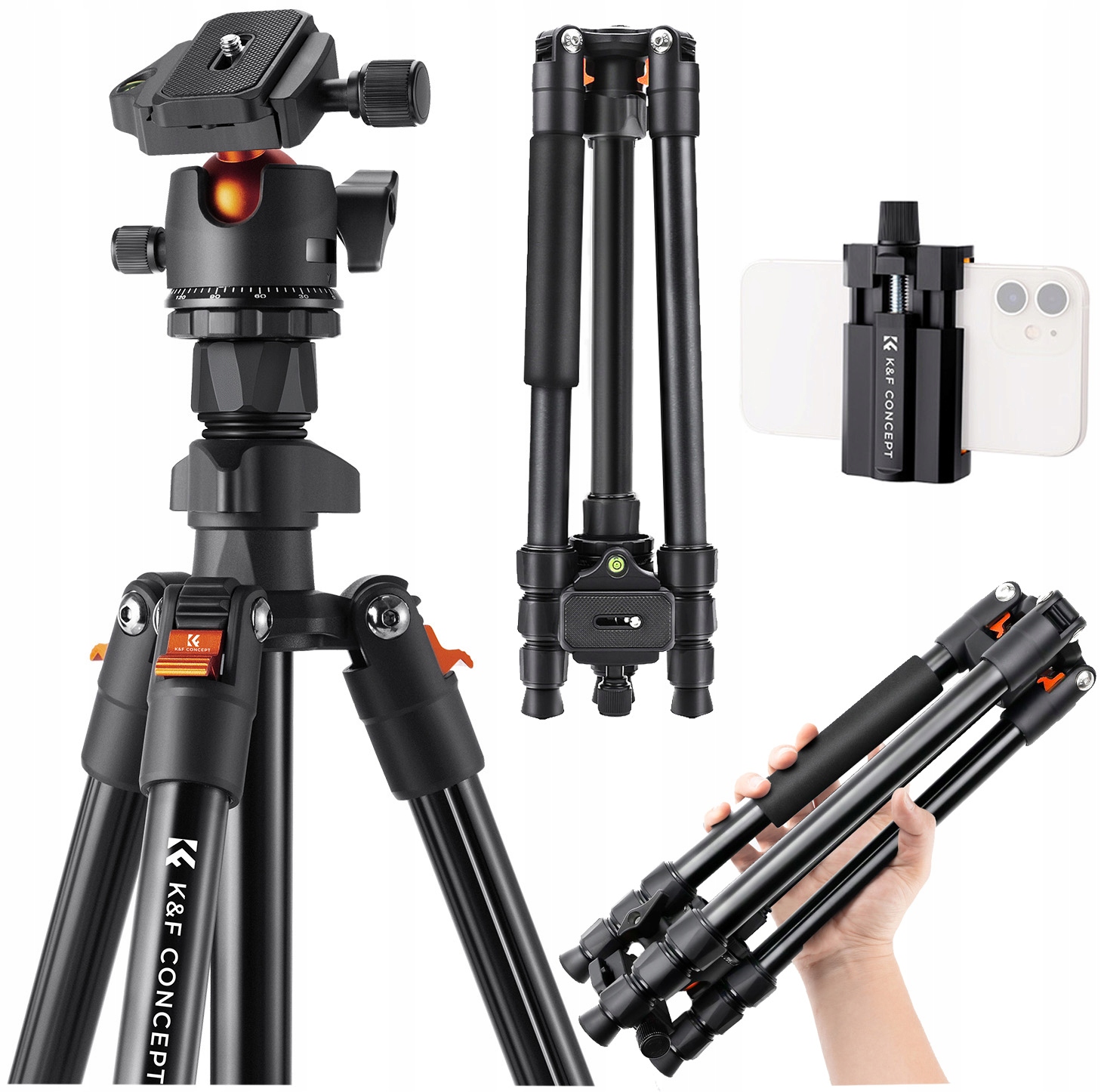 Stativ Tripod Pro Fotoaparát 3D hlava držáku telefonu K&f