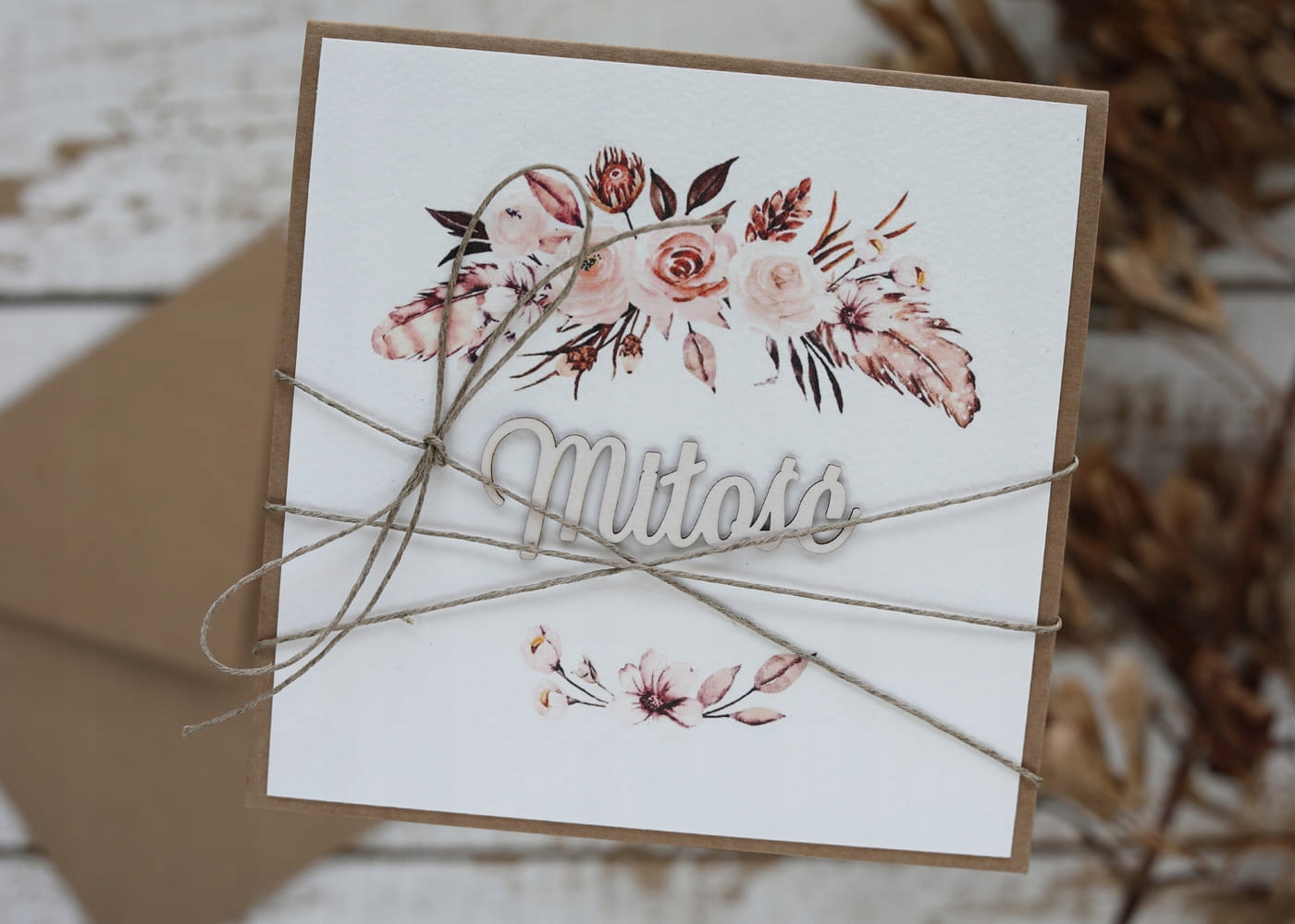 Ručně vyráběná svatební přáníčka Láska boho