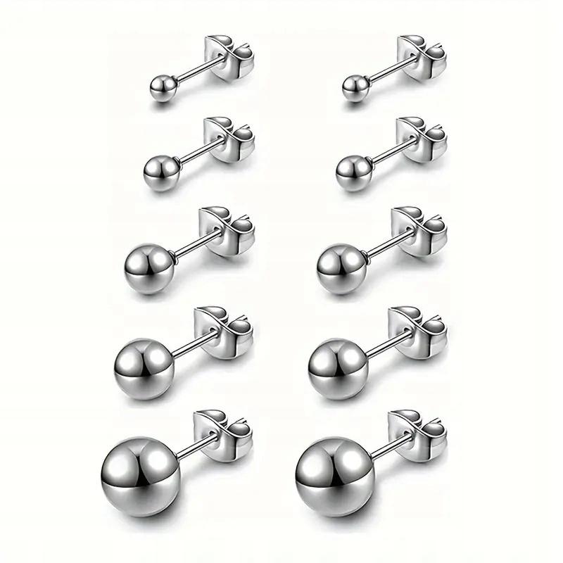 KOLCZYKI KULKI SREBRNE STAL CHIRURGICZNA WKRĘTKI 4MM Marka Inna marka