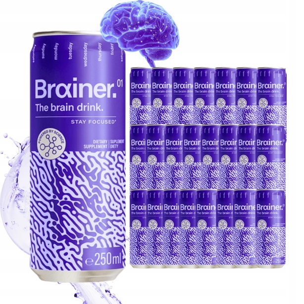 Brain Drink borůvka mango funkční nápoj na soustředění paměť 24x250 ml