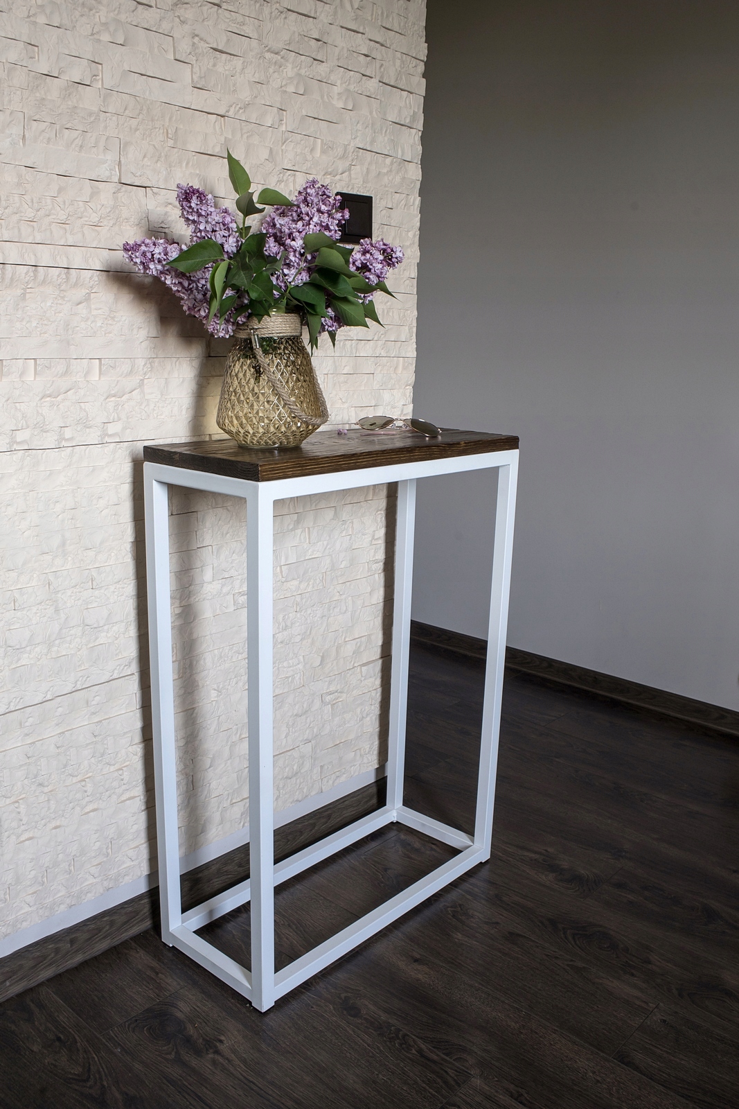 Konsola loft z drewnianym blatem SK1 industrialna Wysokość mebla 80 cm