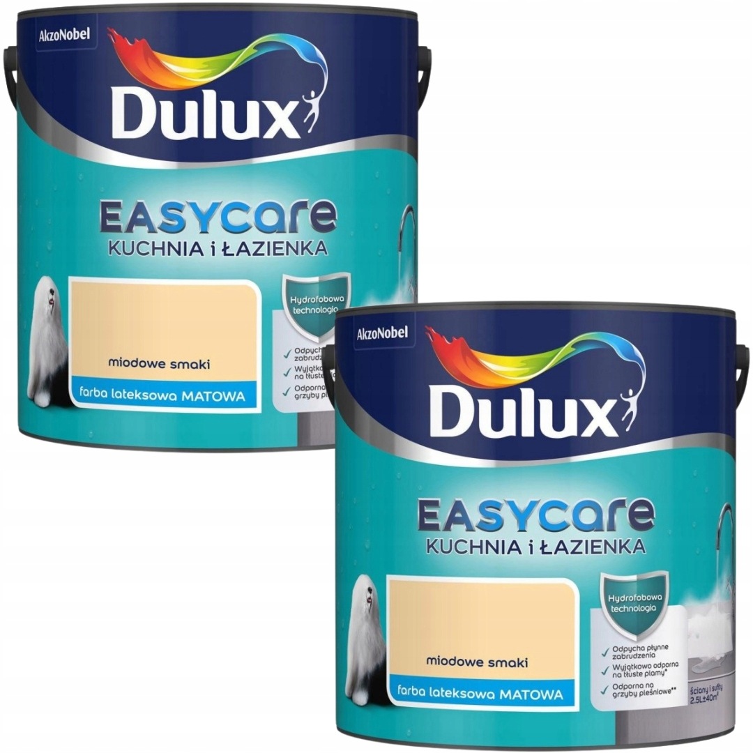 Sada Dulux Easycare 2x2,5L Kuchyňa&kúpeľňa Matná Farba Medová Chuť 5L