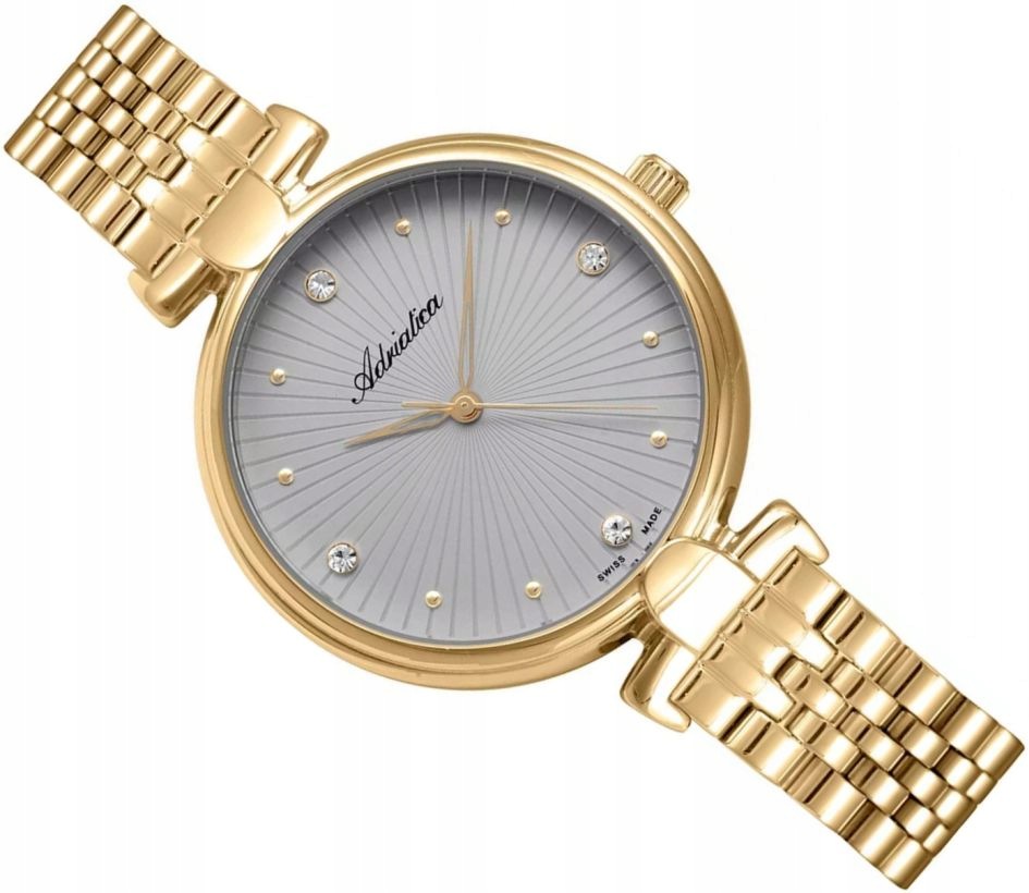 Elegantní Dámské Hodinky Adriatica A3530.1147Q Fashion Classic Gold Šedá