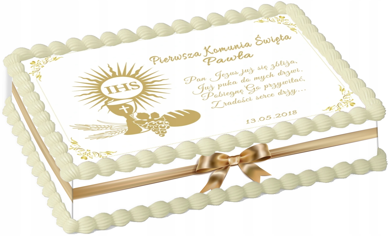 

Opłatek na tort Komunia Święta A4 Imię Data