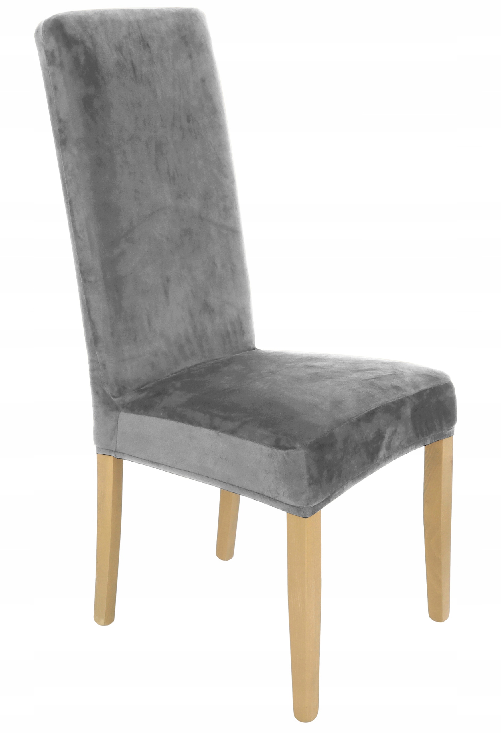 

Pokrowiec Krzesło Szary Welurowy Wysokie Oparcie