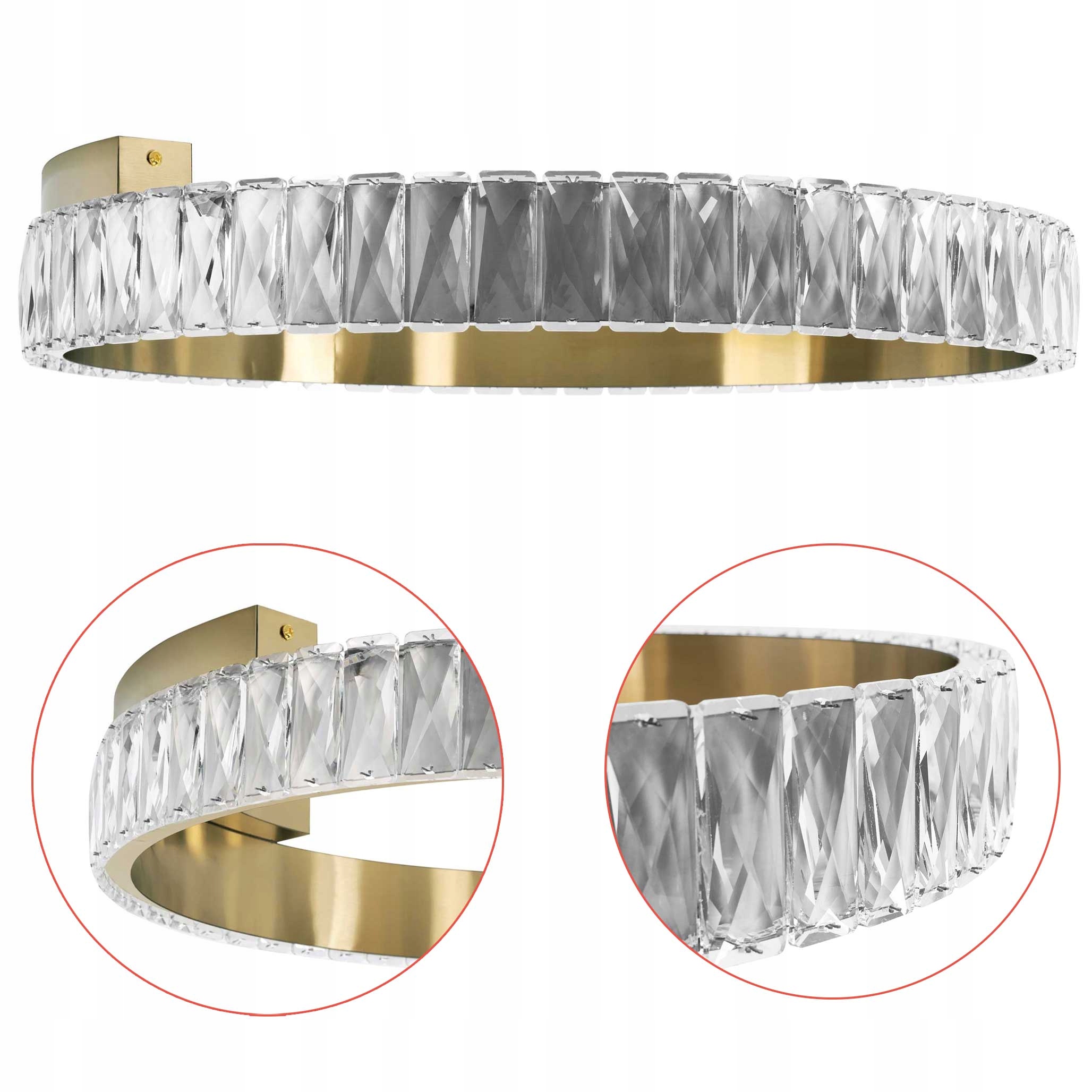 Kryštálový Stropné Svietidlo 60 cm zlatý kartáčovaný okrúhly stropná lampa Gold