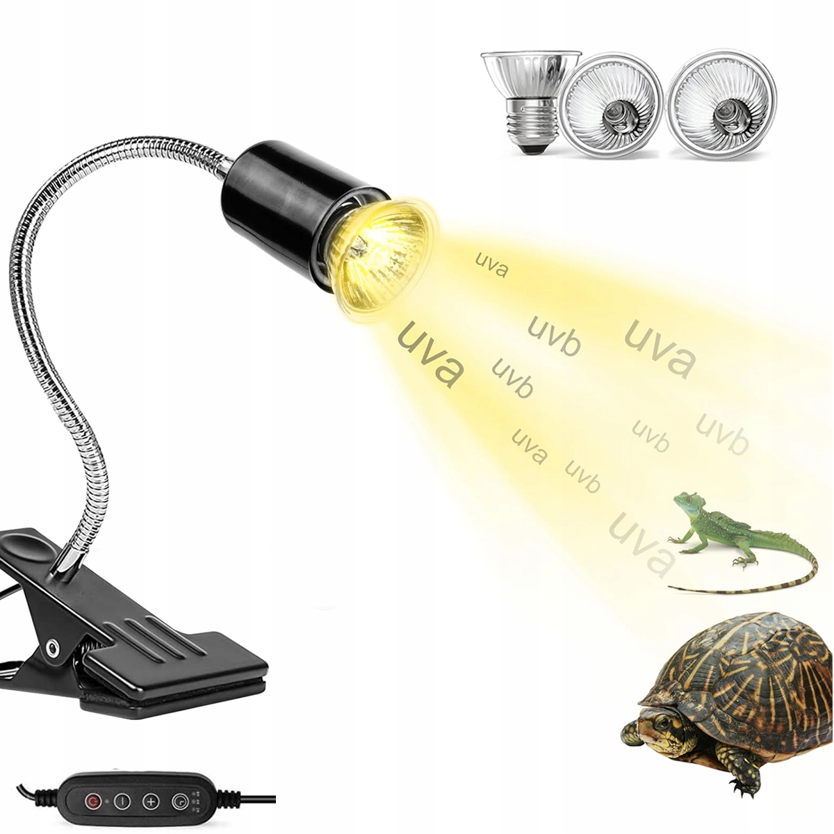 Levně Topná Lampa Pro Želvy, Terária, Se 3 Žárovkami 50 W, S Časovačem