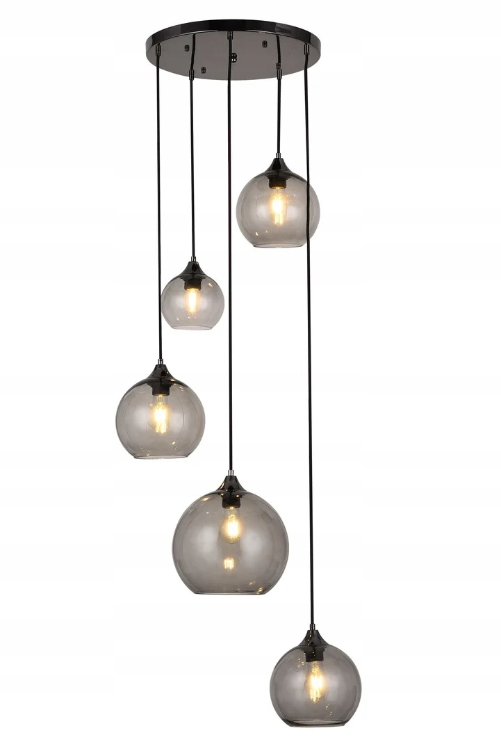 Závesná lampa sklenené gule E27 5x40W farba čierna 6440 Tanesha Rabalux