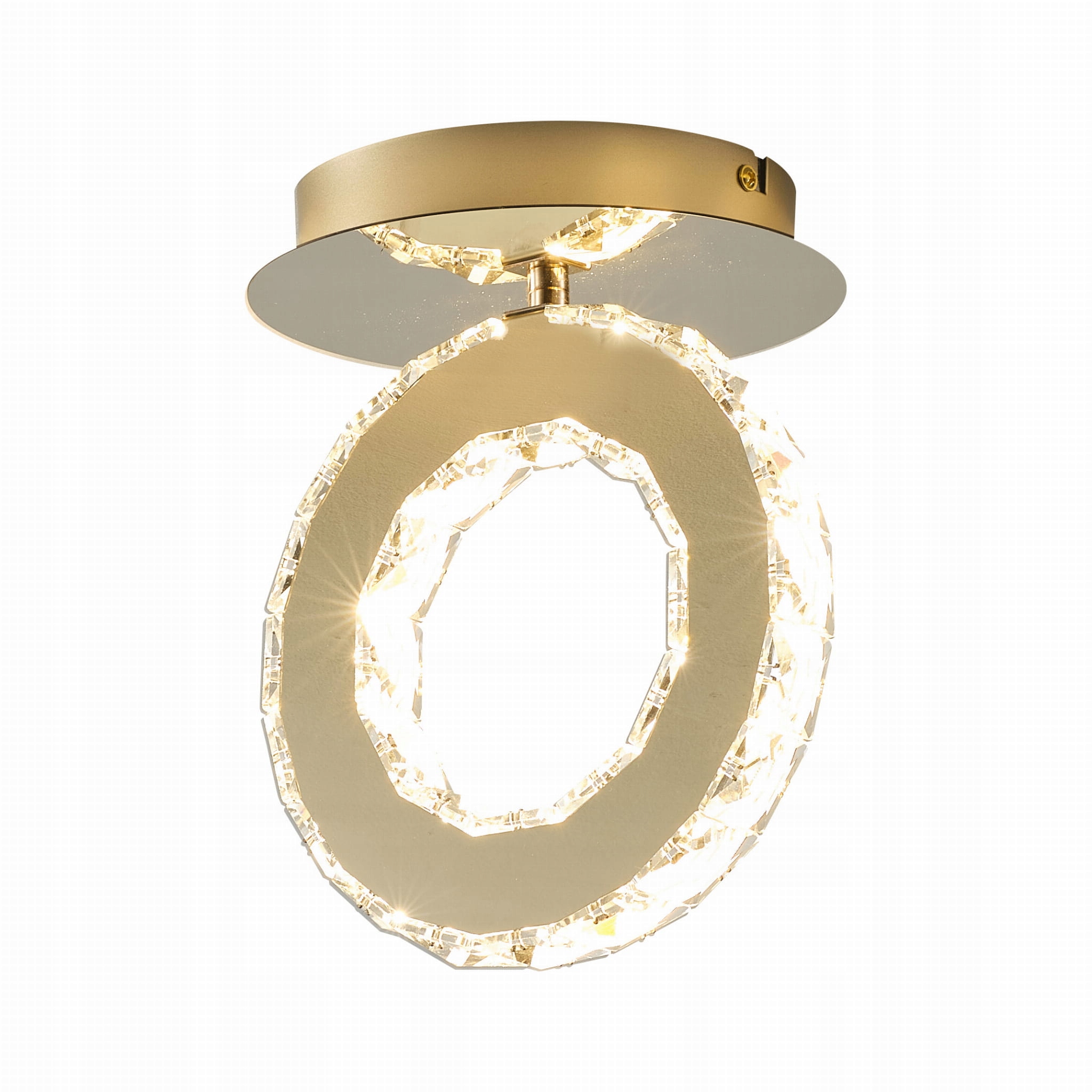 Pozlátený stropný krúžok v štýle glamour Girona Led s kryštálmi