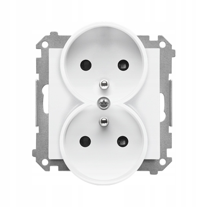 SIMON 55 GNIAZDO PODWÓJNE Z UZIEMIENIEM Z PRZESŁONAMI (MODUŁ) BIAŁY MAT