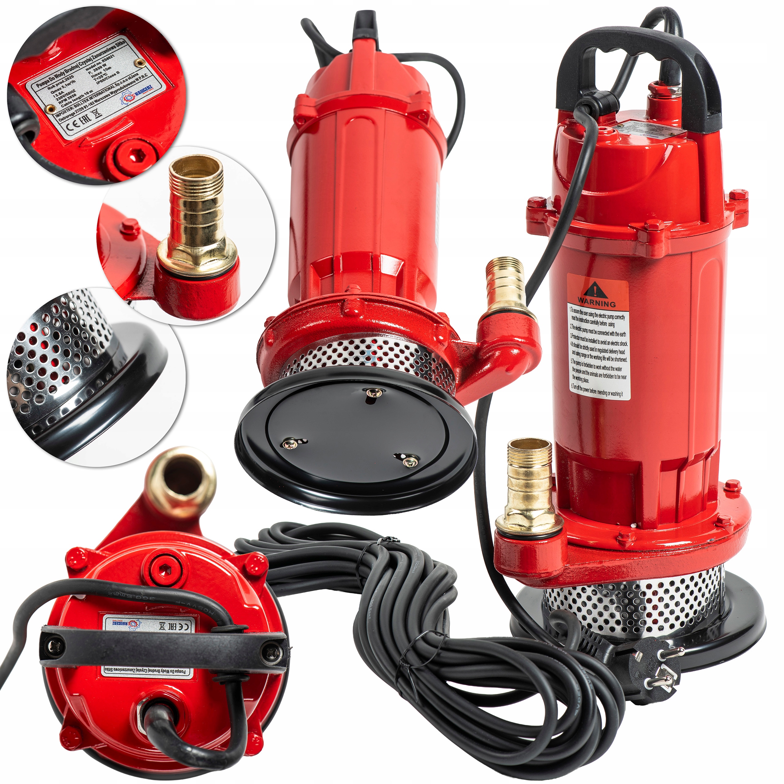 Pompa Zatapialna Do Wody Brudnej Czystej Deszczówki Sitko 2850W