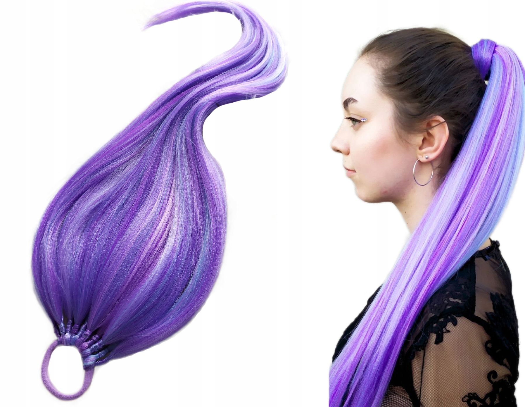 Připínací poník na gumičce, Příčesek, fialový mix, Liliová Čarodějka, 60 cm