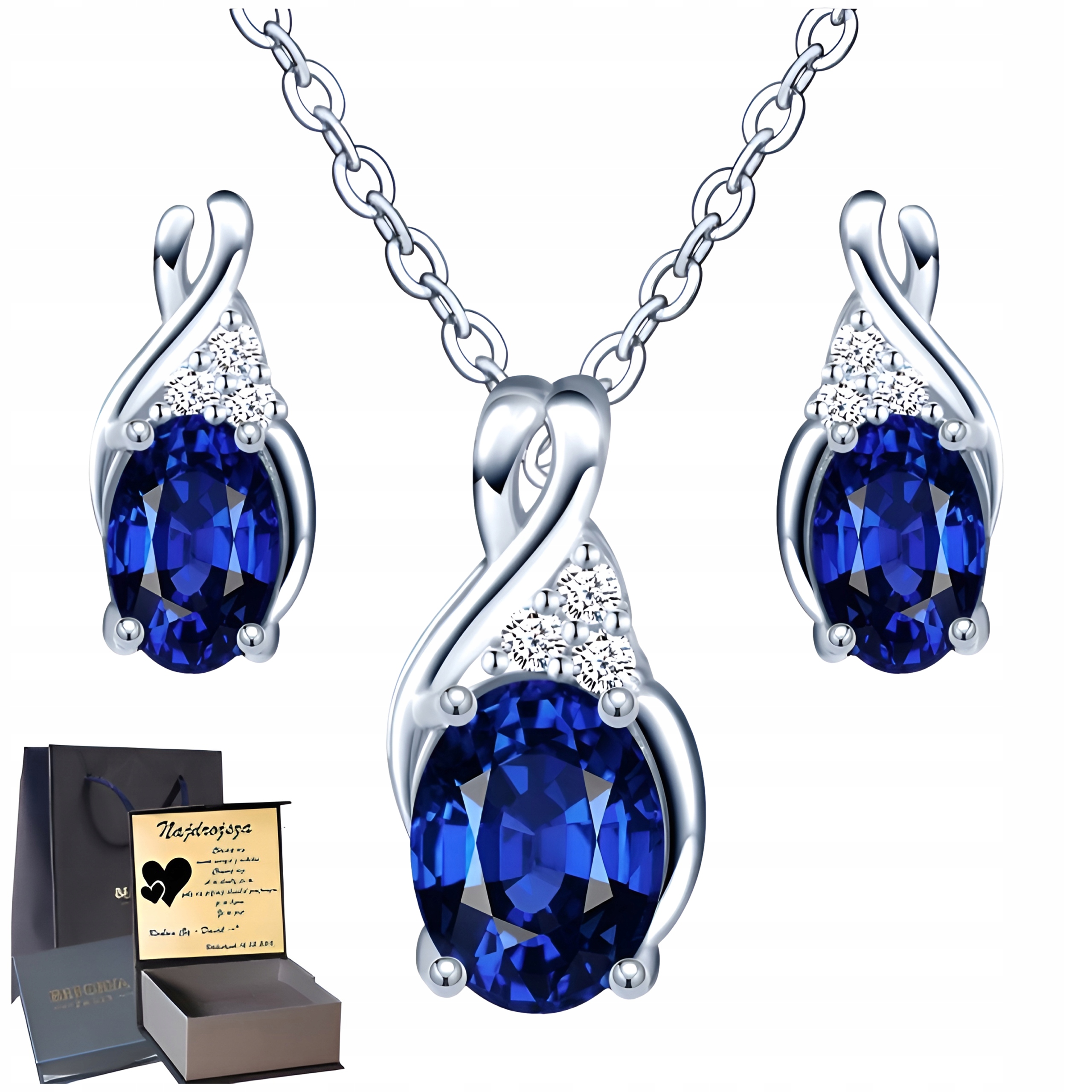 Sada šperků Stříbro 925 Sada náhrdelníků Náušnice jako Dárek Gravírování