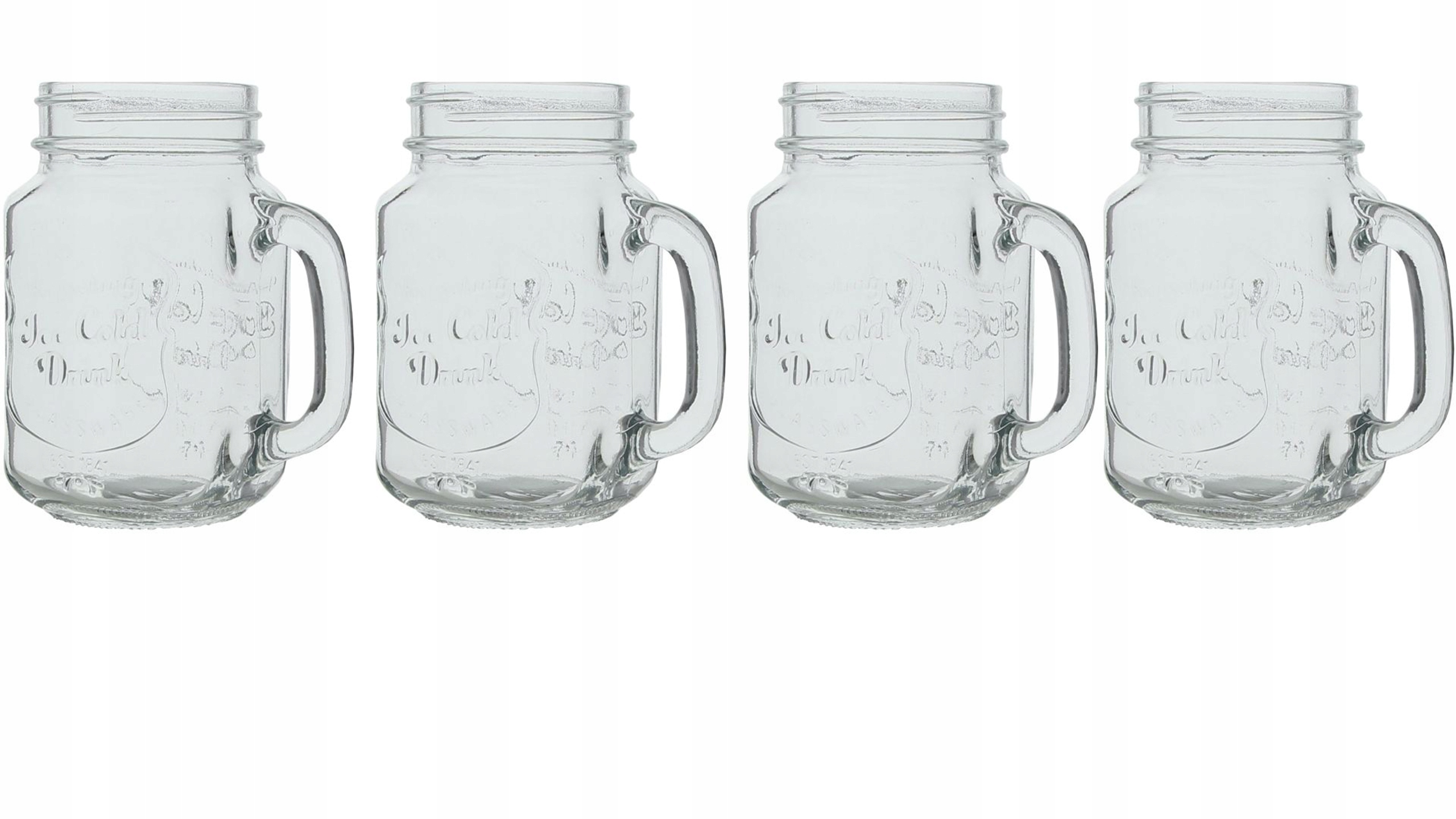 

Kubki Kufle x4 Słoiki Szklane 450ml Do Soku Drinka