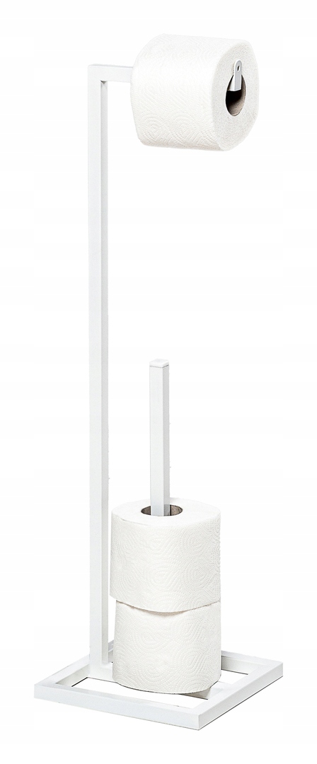 STOJAK NA PAPIER TOALETOWY METALOWY Z MIEJSCEM NA ZAPAS NOWOCZESNY - BIAŁY