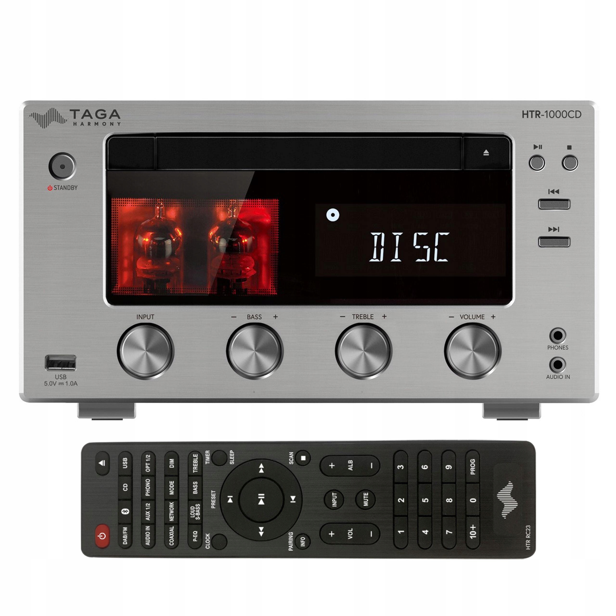 Hybridní zesilovač Taga Harmony HTR-1000CD v.3 90 W Bluetooth CD stříbrný