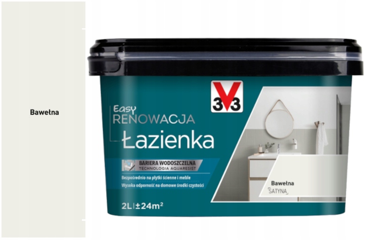V33 Easy Renovační barva do koupelny voděodolná bariéra bavlna 2L