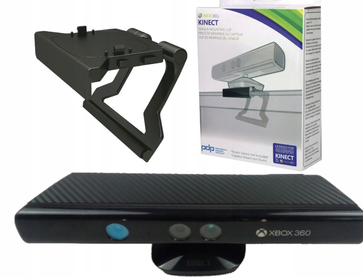 KINECT SENSOR RUCHU NA XBOX 360 KARBON + NOWY SOLIDNY UCHWYT NA TV