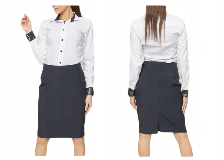 ELEGANCKA GŁADKA SPÓDNICA OŁÓWKOWA GRANATOWA r.46