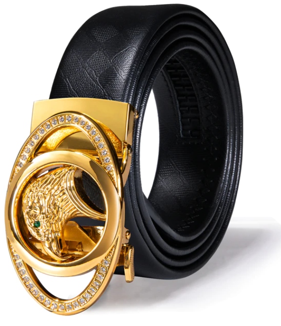 Luxusní Černý Pánský Kožený Opasek Automatický Orel 150 CM