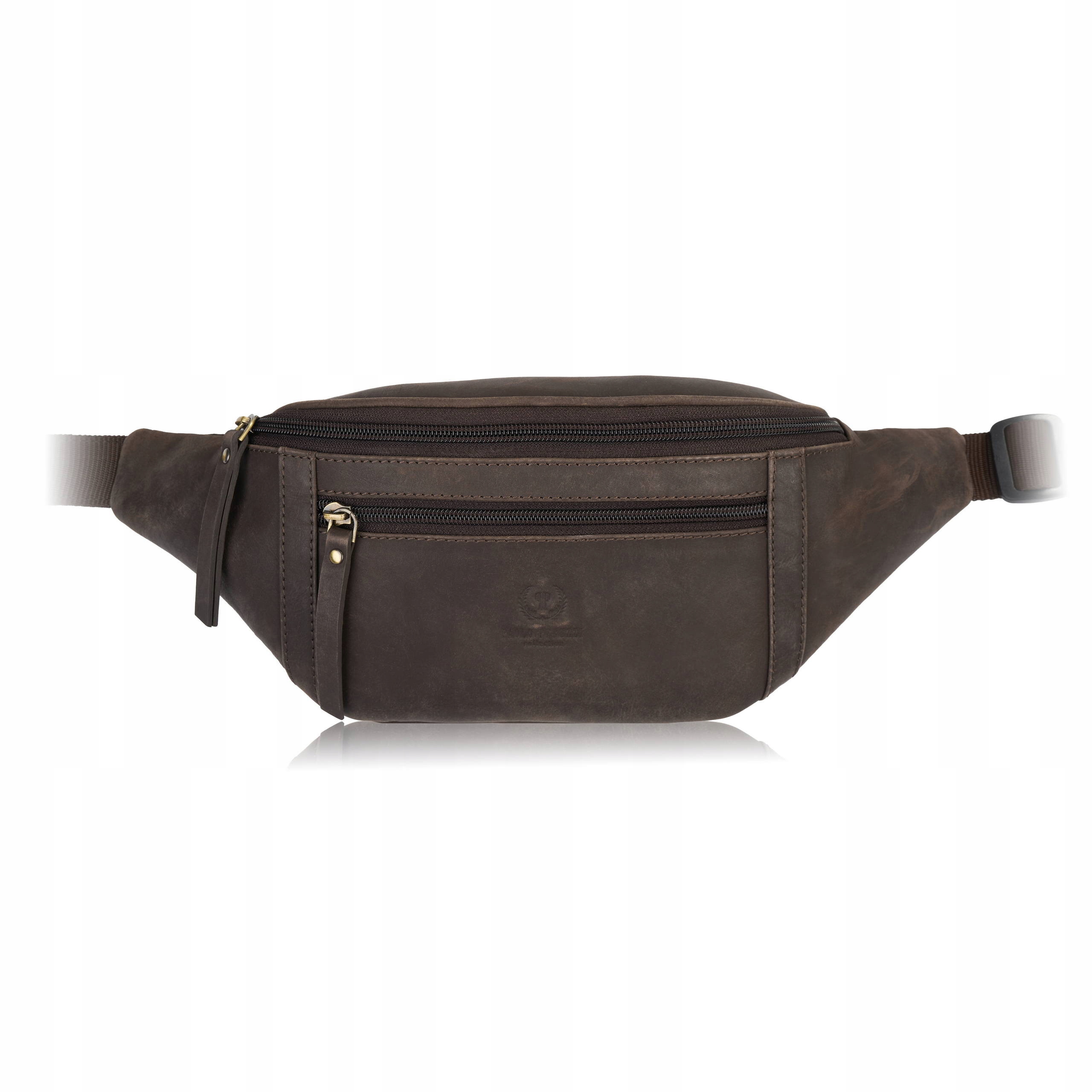 Pánská kožená ledvinka na opasek, hnědá, vintage, prostorná, Paolo Peruzzi