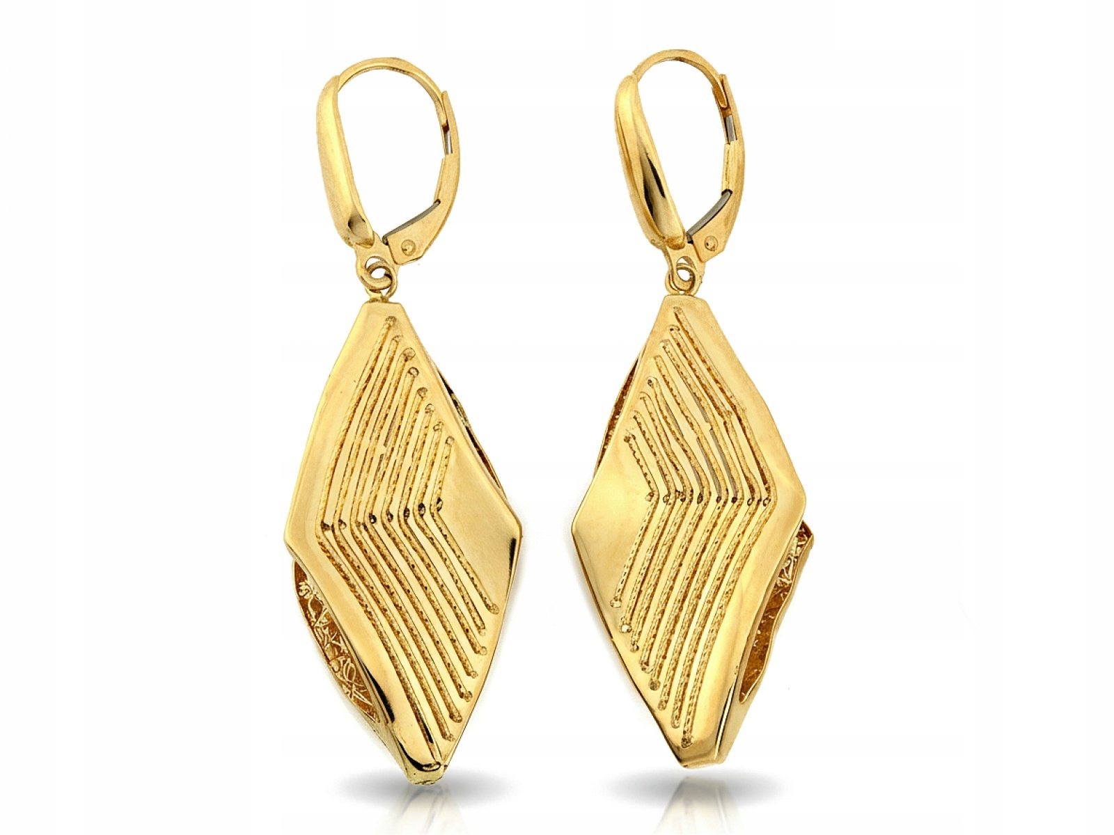 Náušnice zlaté 585 dámské velké závěsné kosočtverce jsou ideální jako dárek