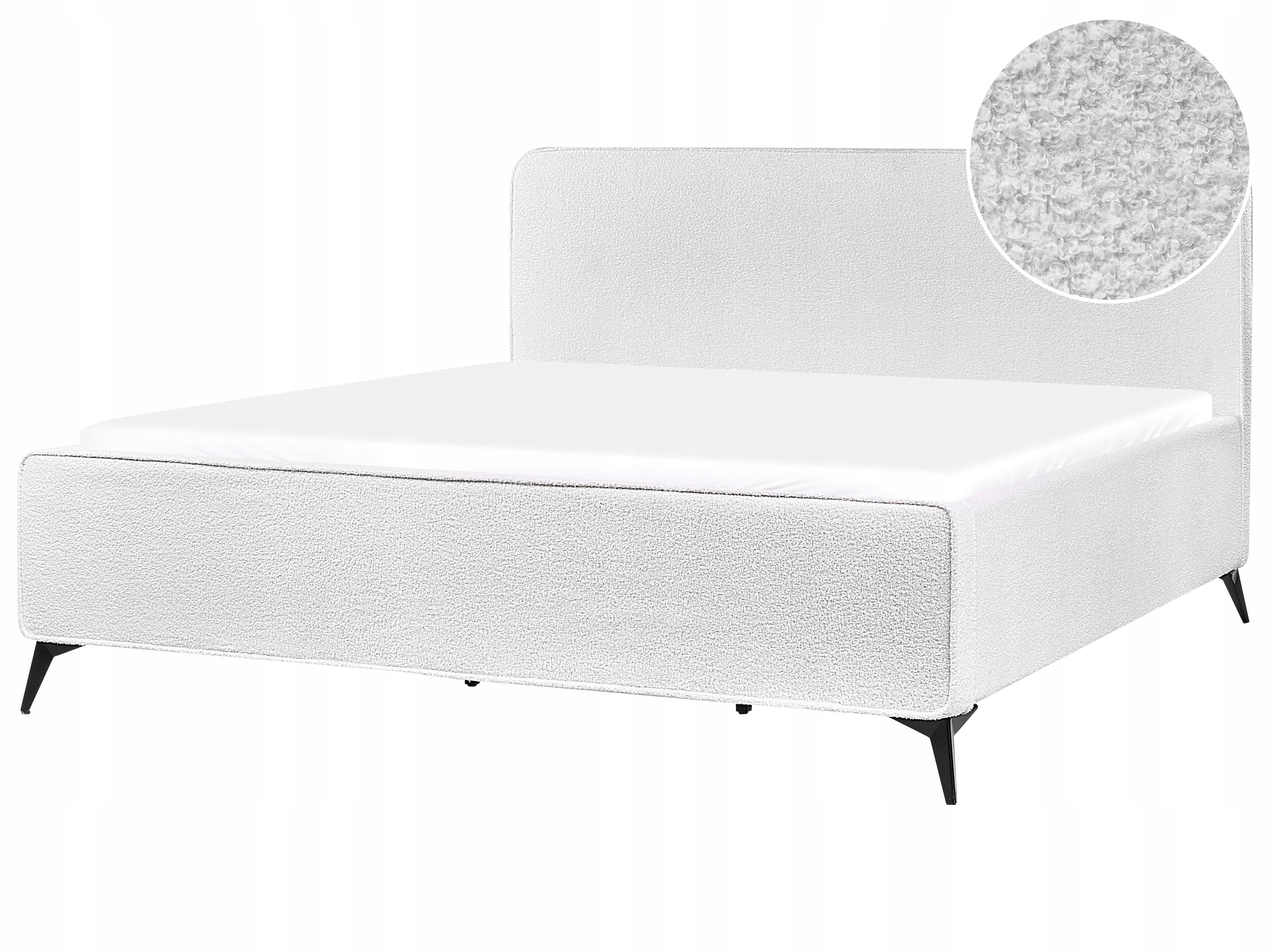 Łóżko tapicerowane boucle 180x200 cm złamana biel