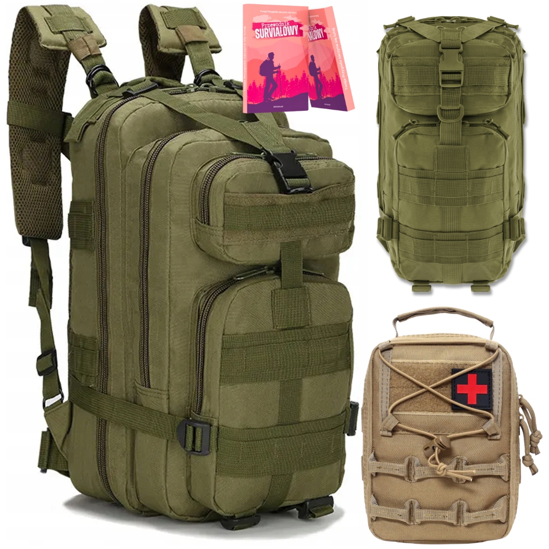 Militarny Plecak Khaki 35L Apteczka Awaryjna Duża Apteczka