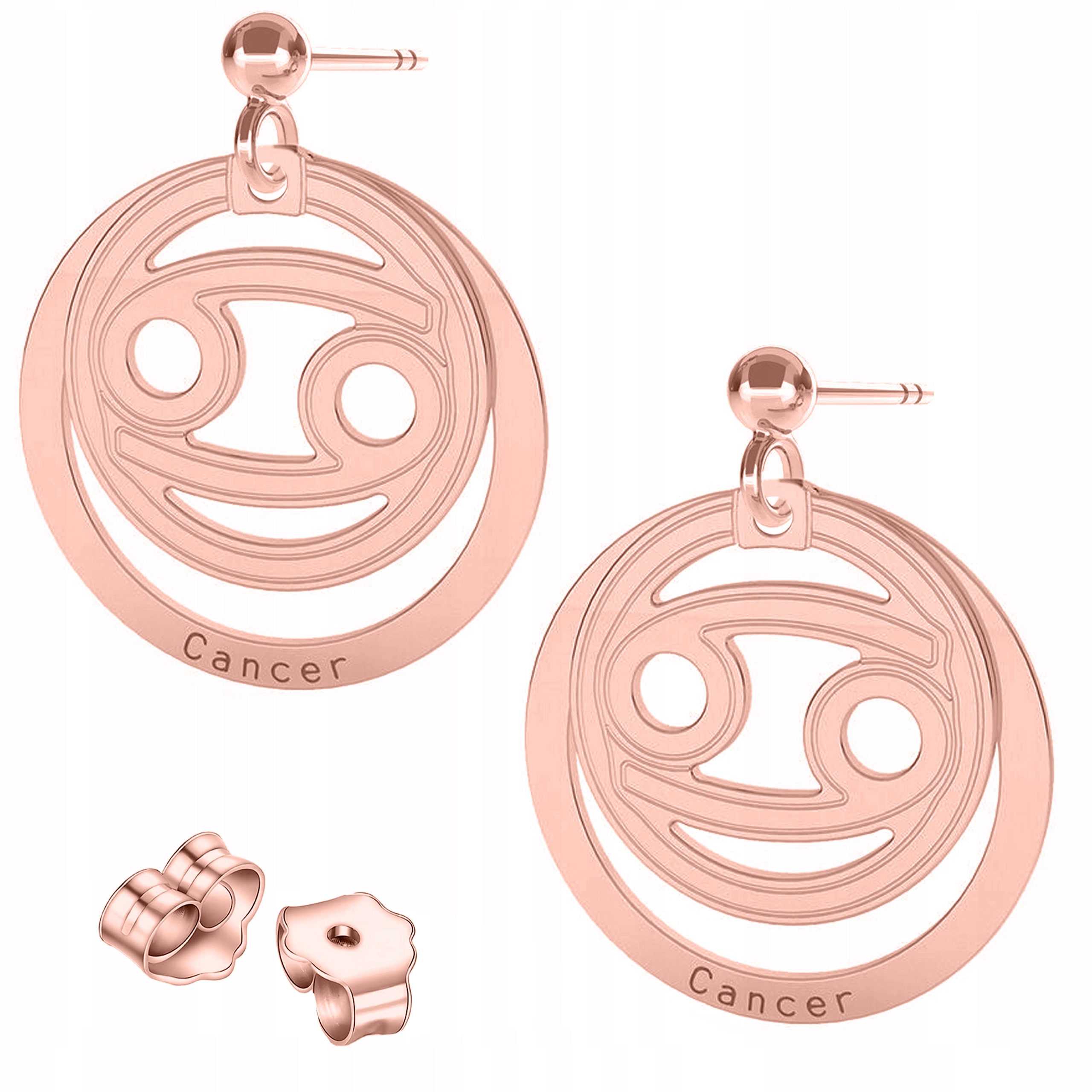 Náušnice Pozlacené Zodiac Rak Cancer Zodiac pro raka Stříbro 925