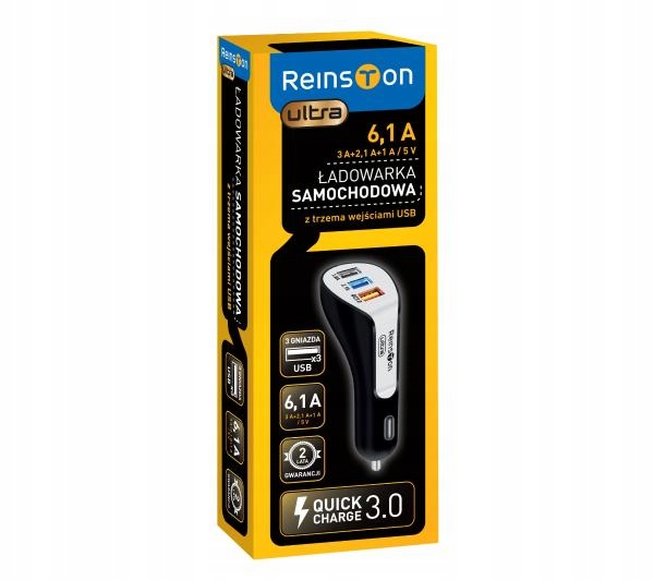 

Ładowarka samochodowa 3x Usb Reinston Ultra 6100mA