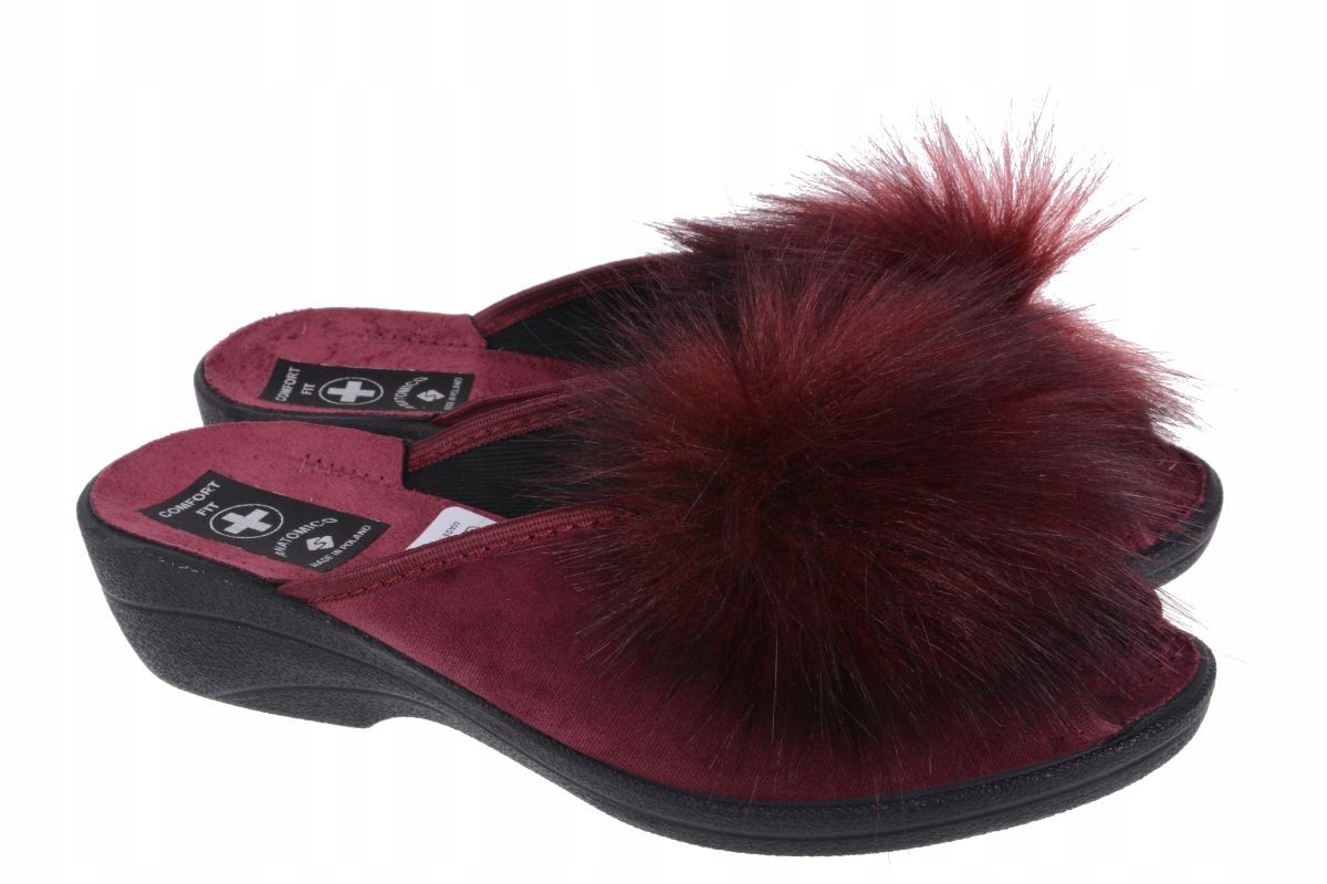 KLAPKI PANTOFLE DAMSKIE POLSKIE PROFIL bordo 41