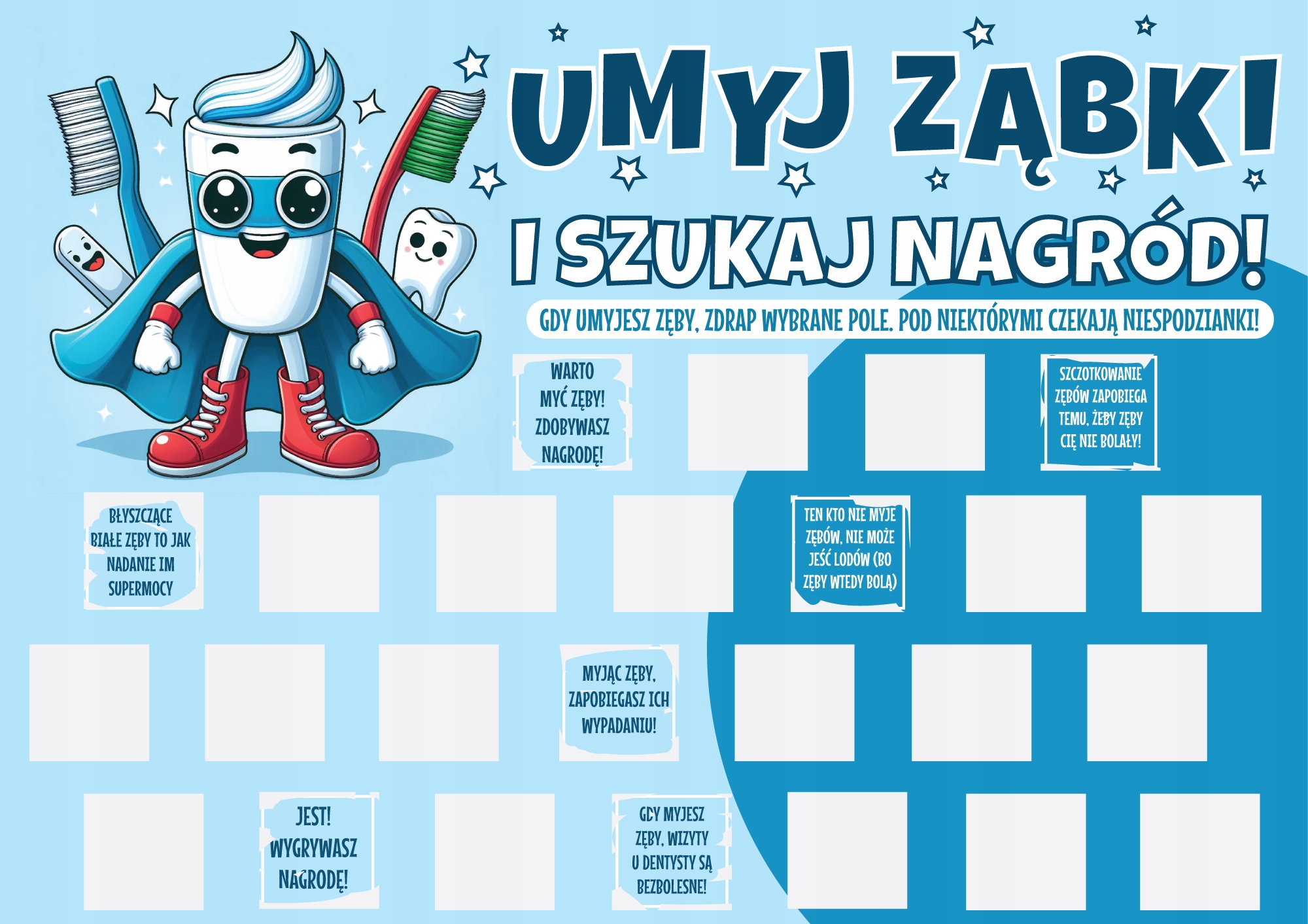 ZDRAPKA DLA DZIECI MYCIE ZĘBÓW MOTYWACYJNA UMYJ ZĄBKI NAGRODY