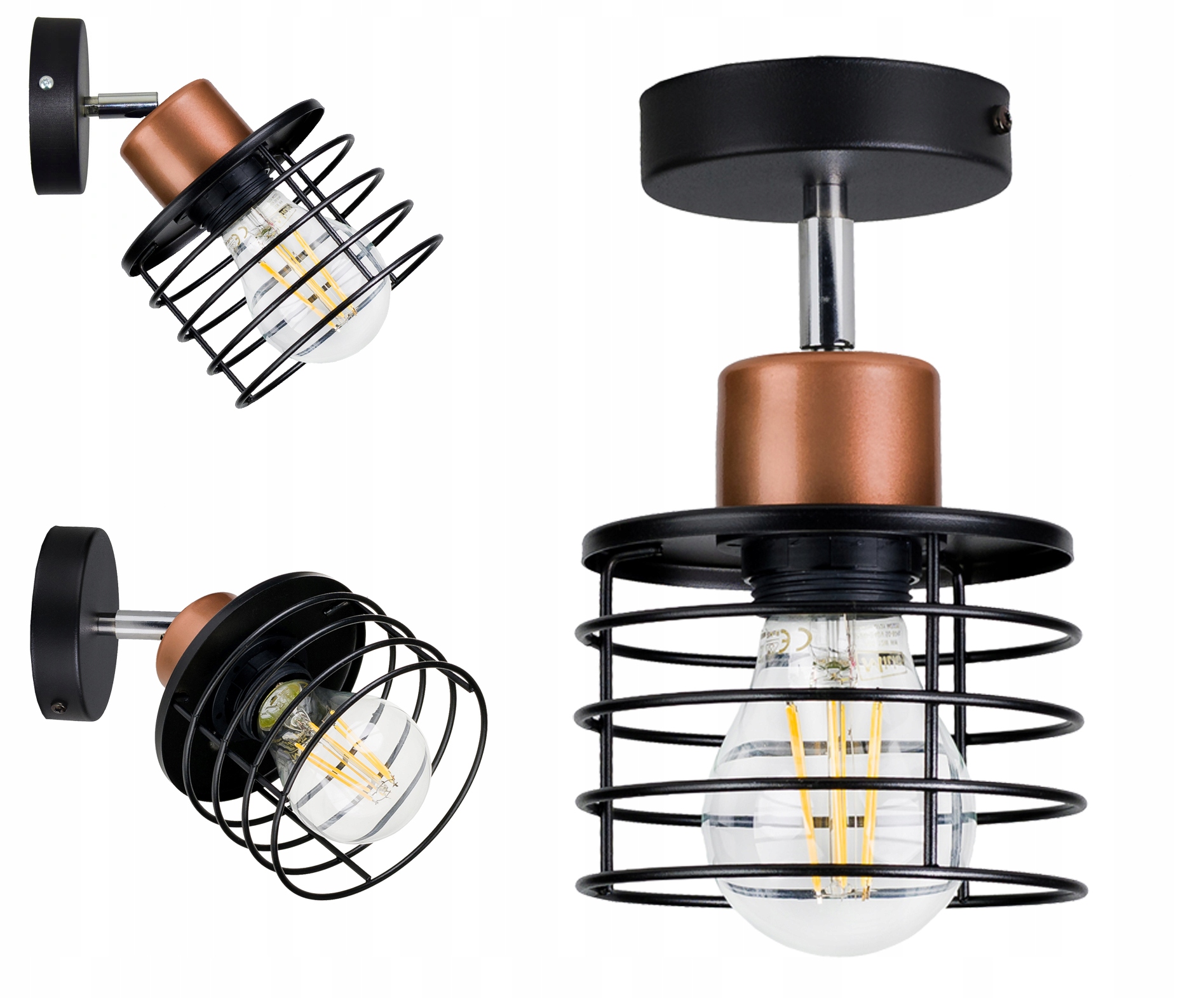 LAMPA sufitowa żyrandol plafon LOFT drut SPRĘŻYNA